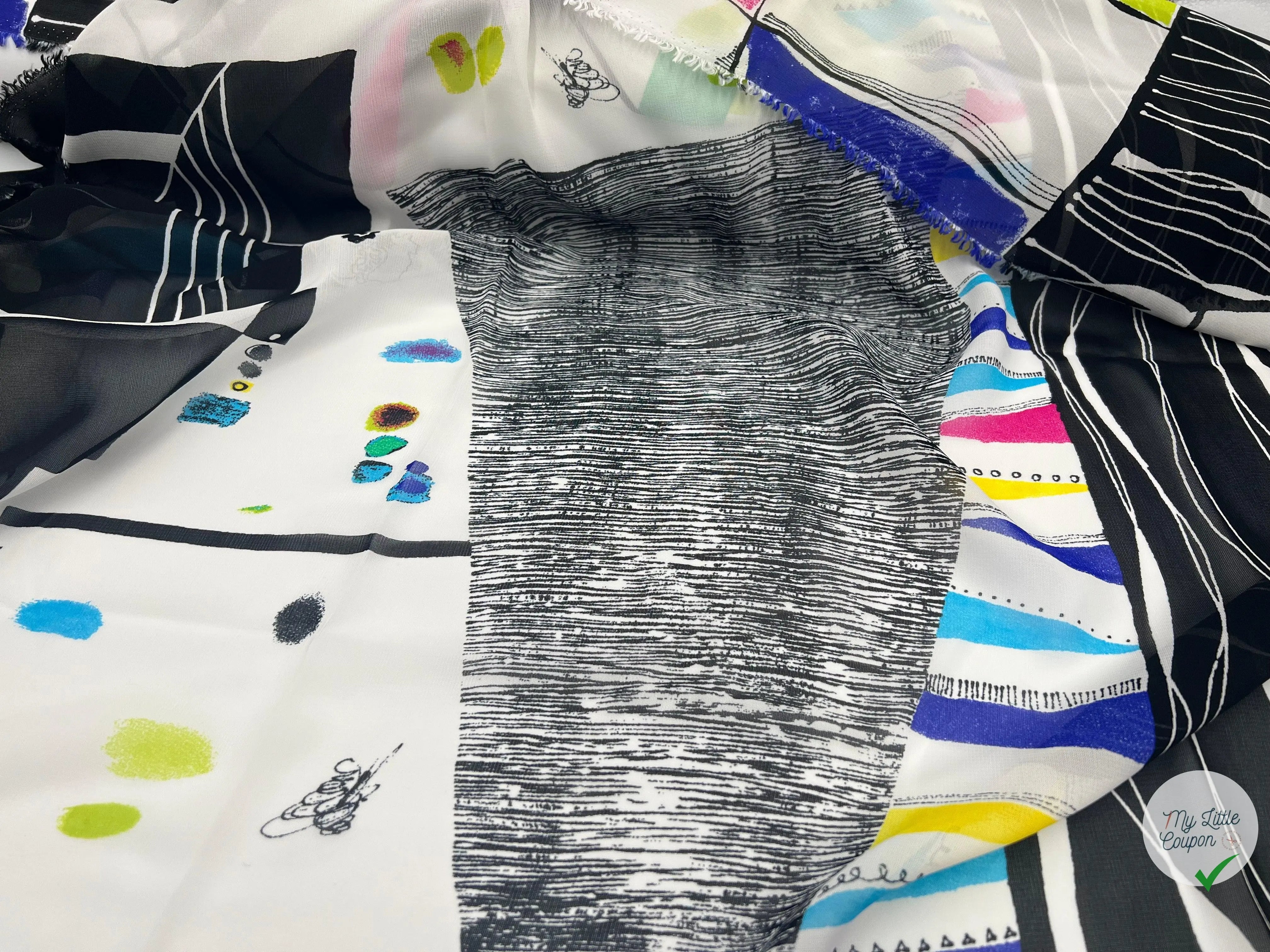 CRÊPE VISCOSE IMPRIMÉ ELEGANCE CUBISTE - My Little Coupon - tissu - coudre
