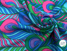 CRÈPE VISCOSE IMPRIMÉ FEUILLAGE VERT BLEU ROSE VIOLET 90CM - My Little Coupon