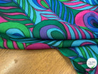 CRÈPE VISCOSE IMPRIMÉ FEUILLAGE VERT BLEU ROSE VIOLET 90CM - My Little Coupon
