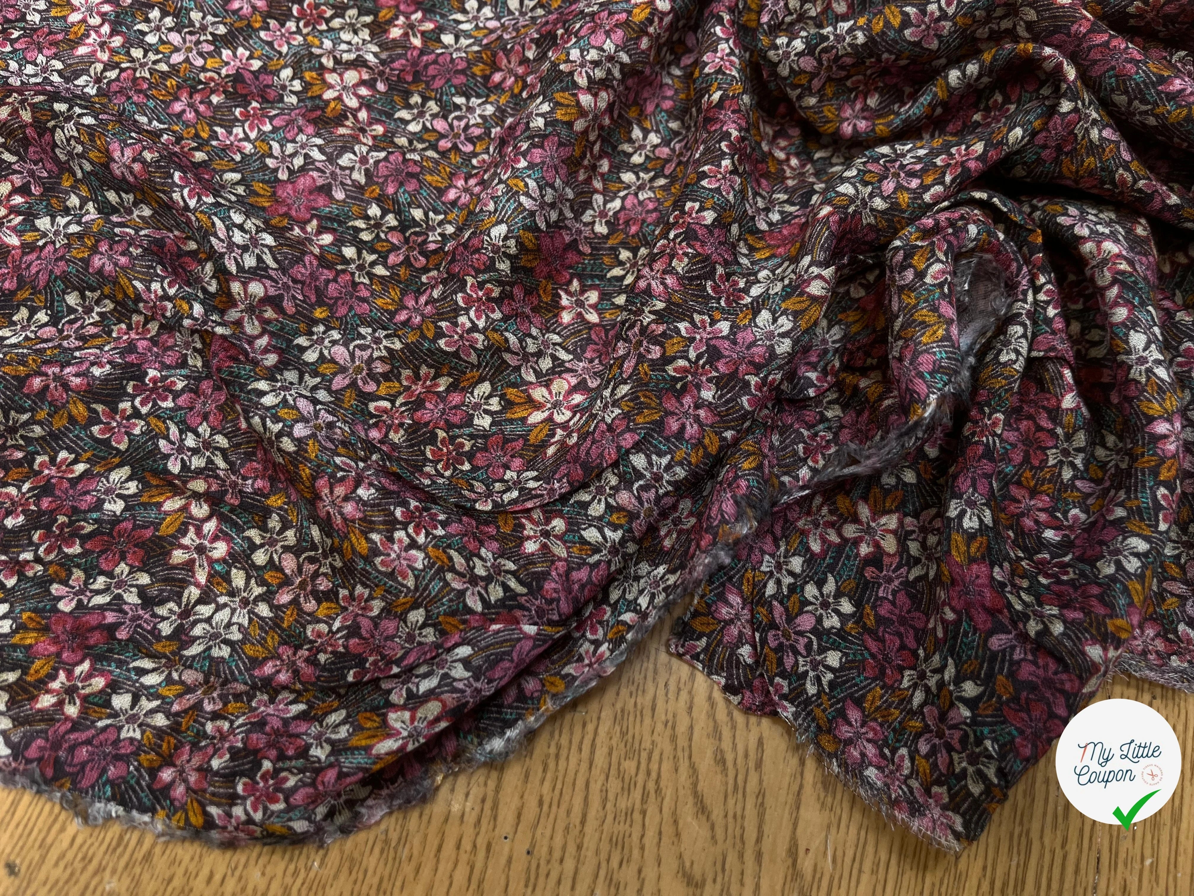 CREPE VISCOSE IMPRIMÉ FLEURS MULTICOLORES 144CM - My Little Coupon