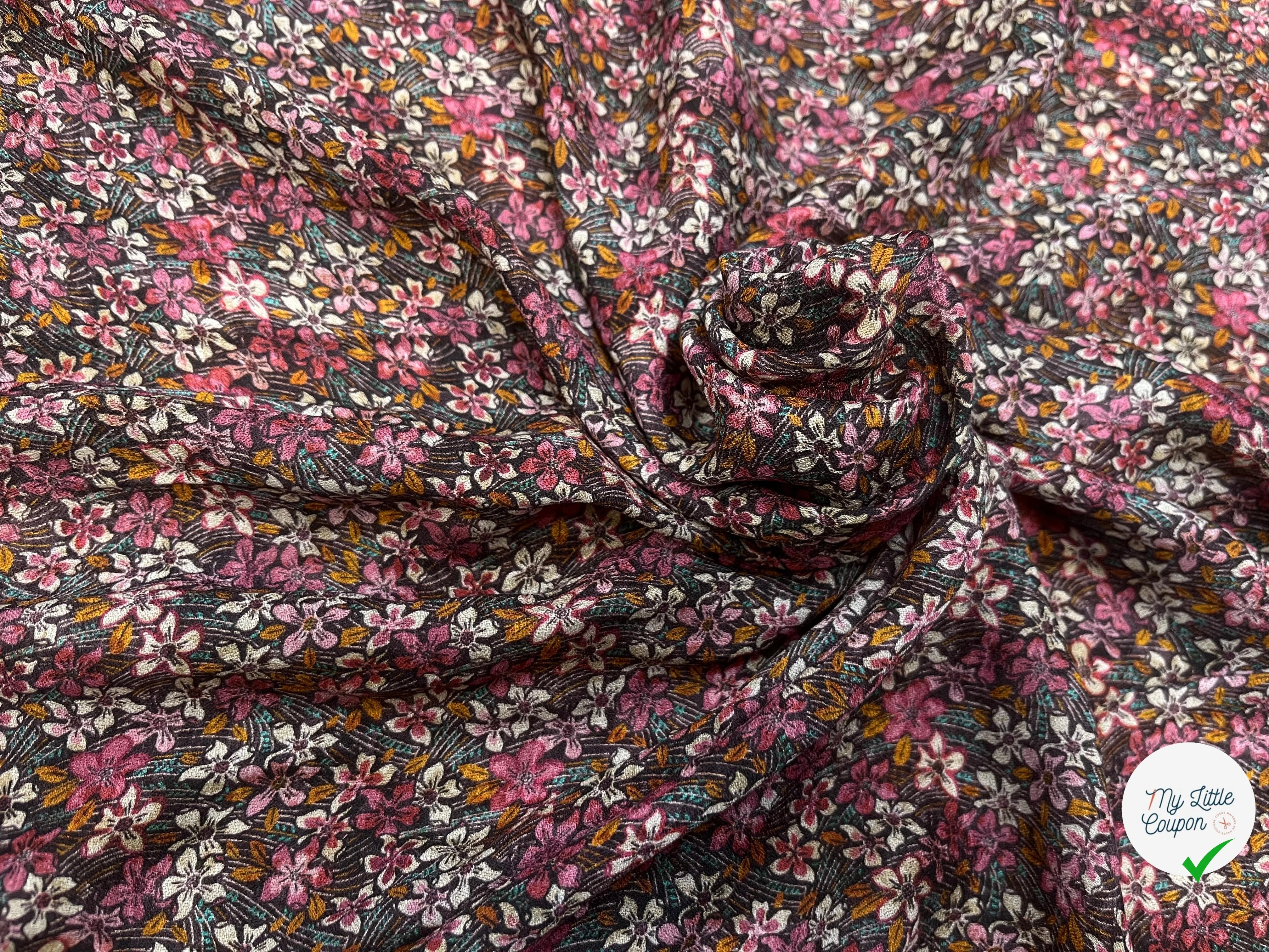 CREPE VISCOSE IMPRIMÉ FLEURS MULTICOLORES 144CM - My Little Coupon