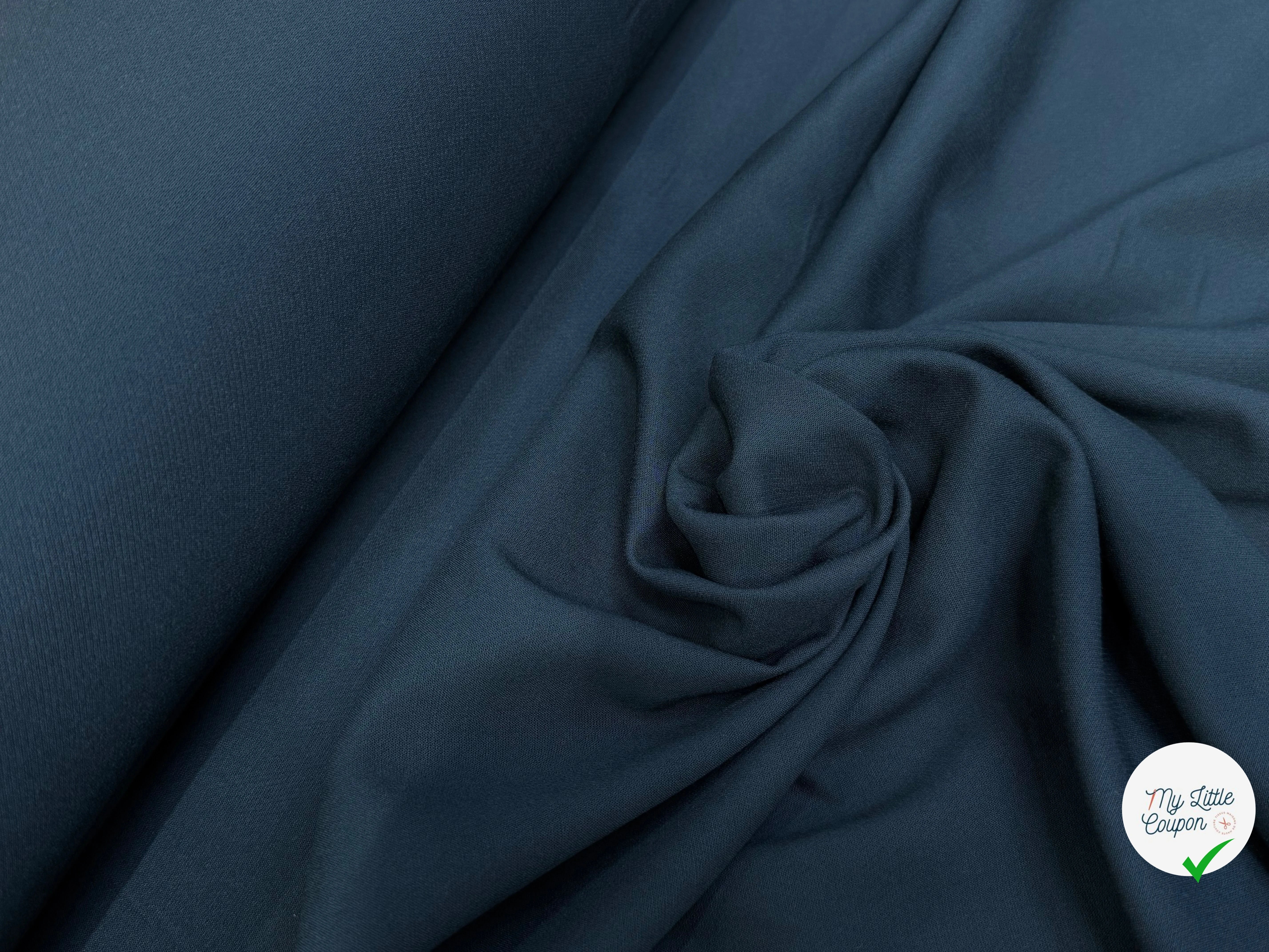 CREPE VISCOSE LOURD JAPAN BLEU PÉTROLE FONCÉ - My Little Coupon