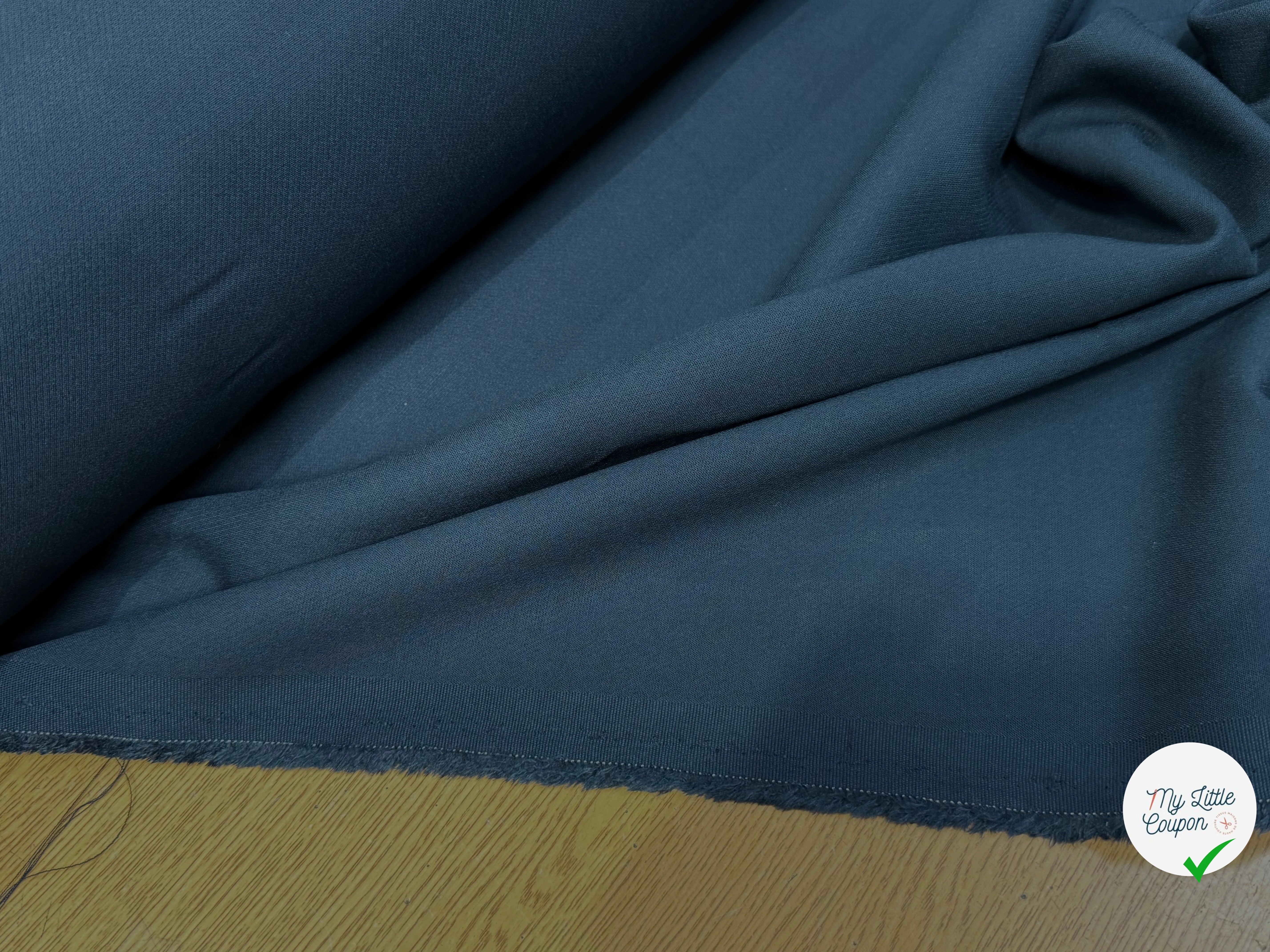 CREPE VISCOSE LOURD JAPAN BLEU PÉTROLE FONCÉ - My Little Coupon