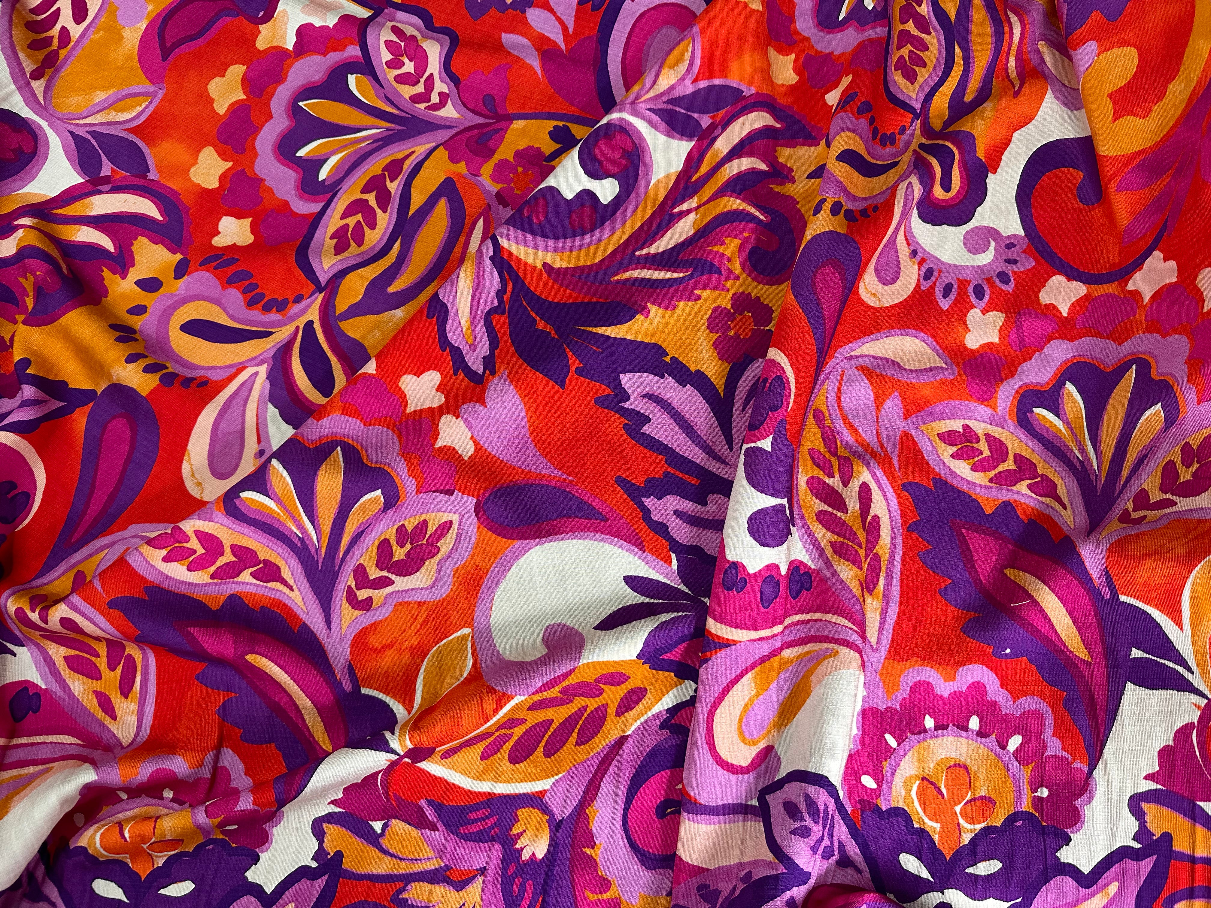 CREPE VISCOSE MELANGÉE SUPERBE FLEURS ENFLAMMÉES - My Little Coupon