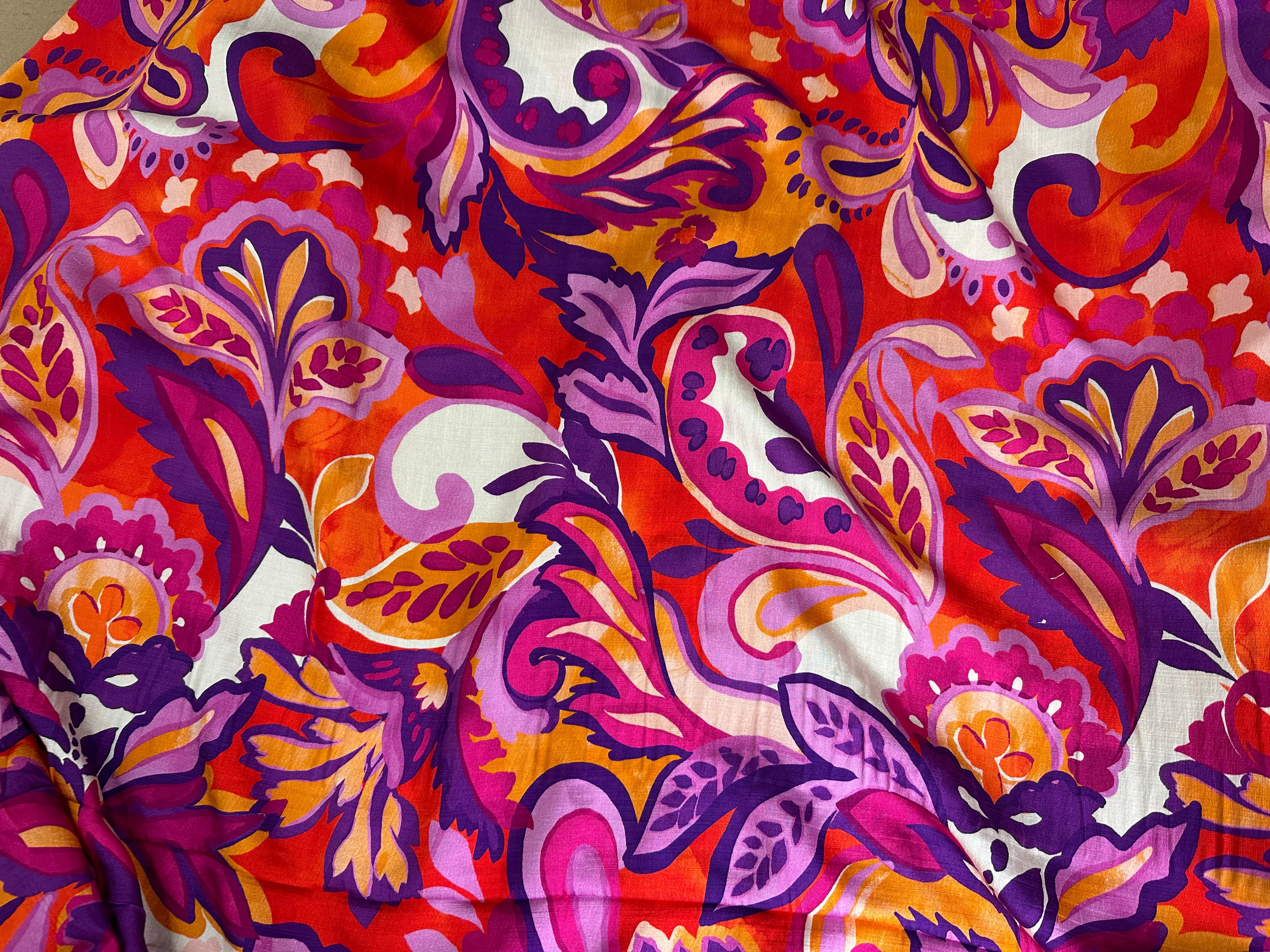 CREPE VISCOSE MELANGÉE SUPERBE FLEURS ENFLAMMÉES - My Little Coupon