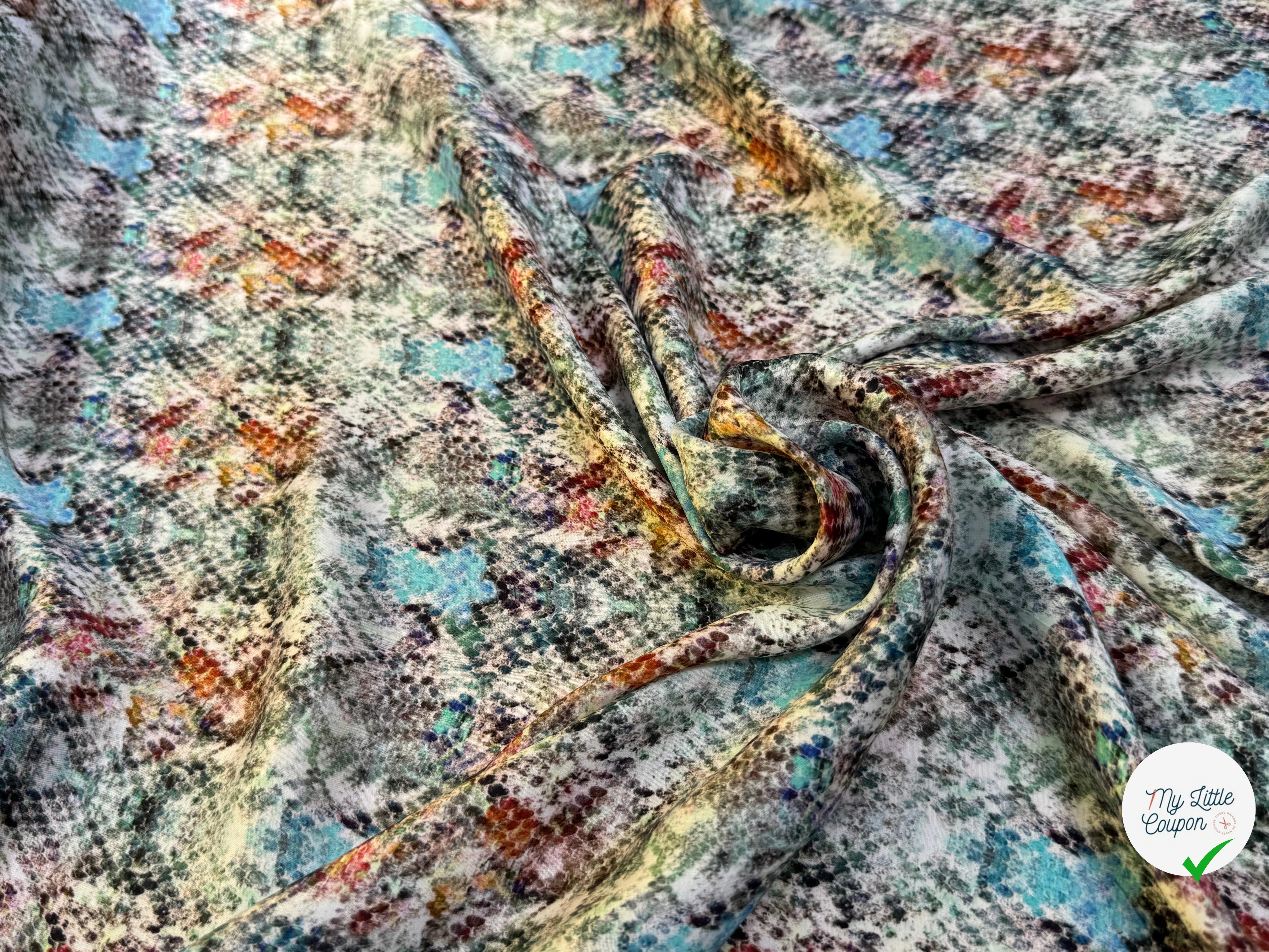 CREPE VISCOSE SATINÉ FLUIDE PYTHON MULTICOLORS - My Little Coupon