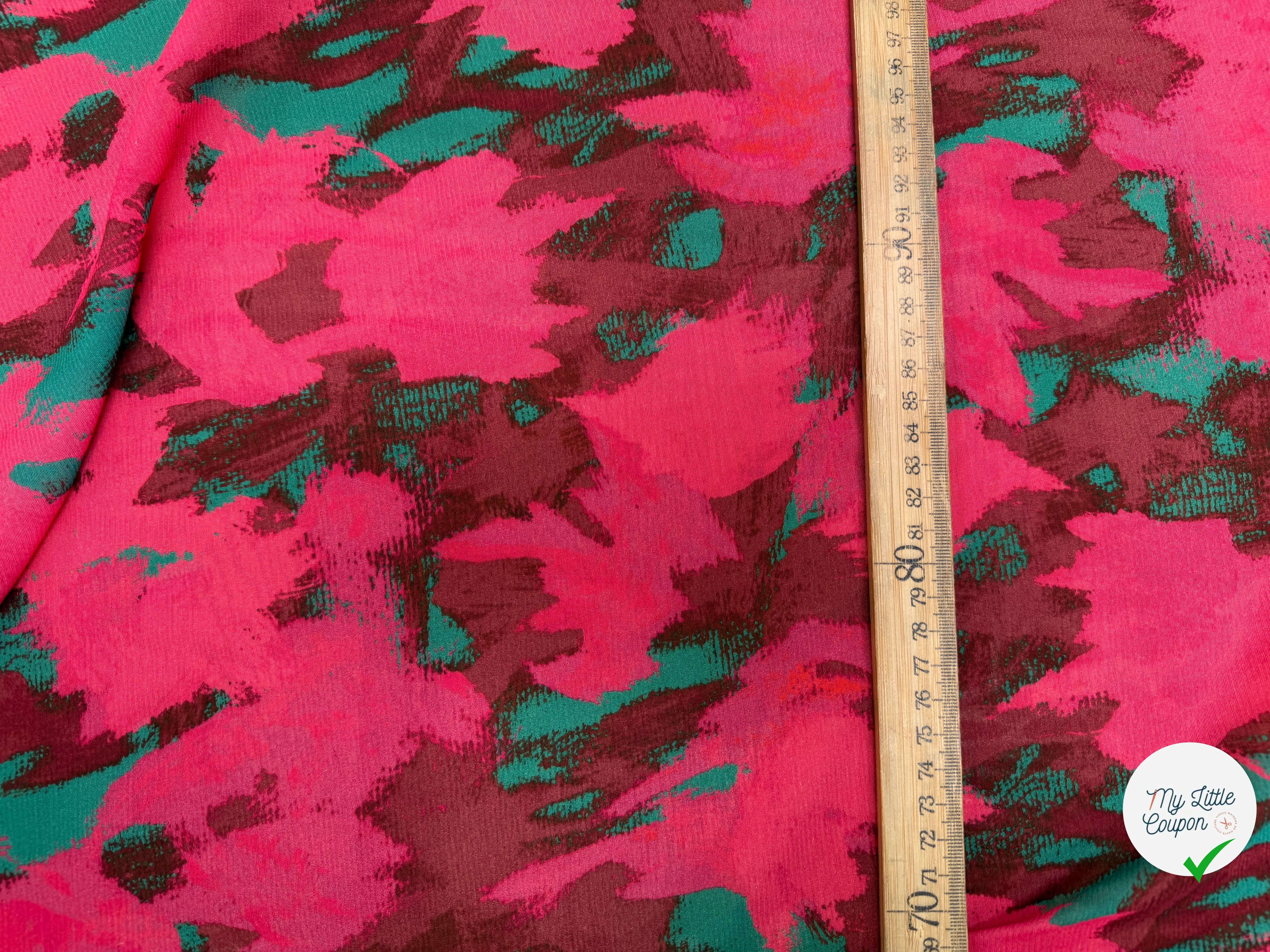 CREPE VISCOSE SOIE ROSE VERT SILK ERABLES - My Little Coupon