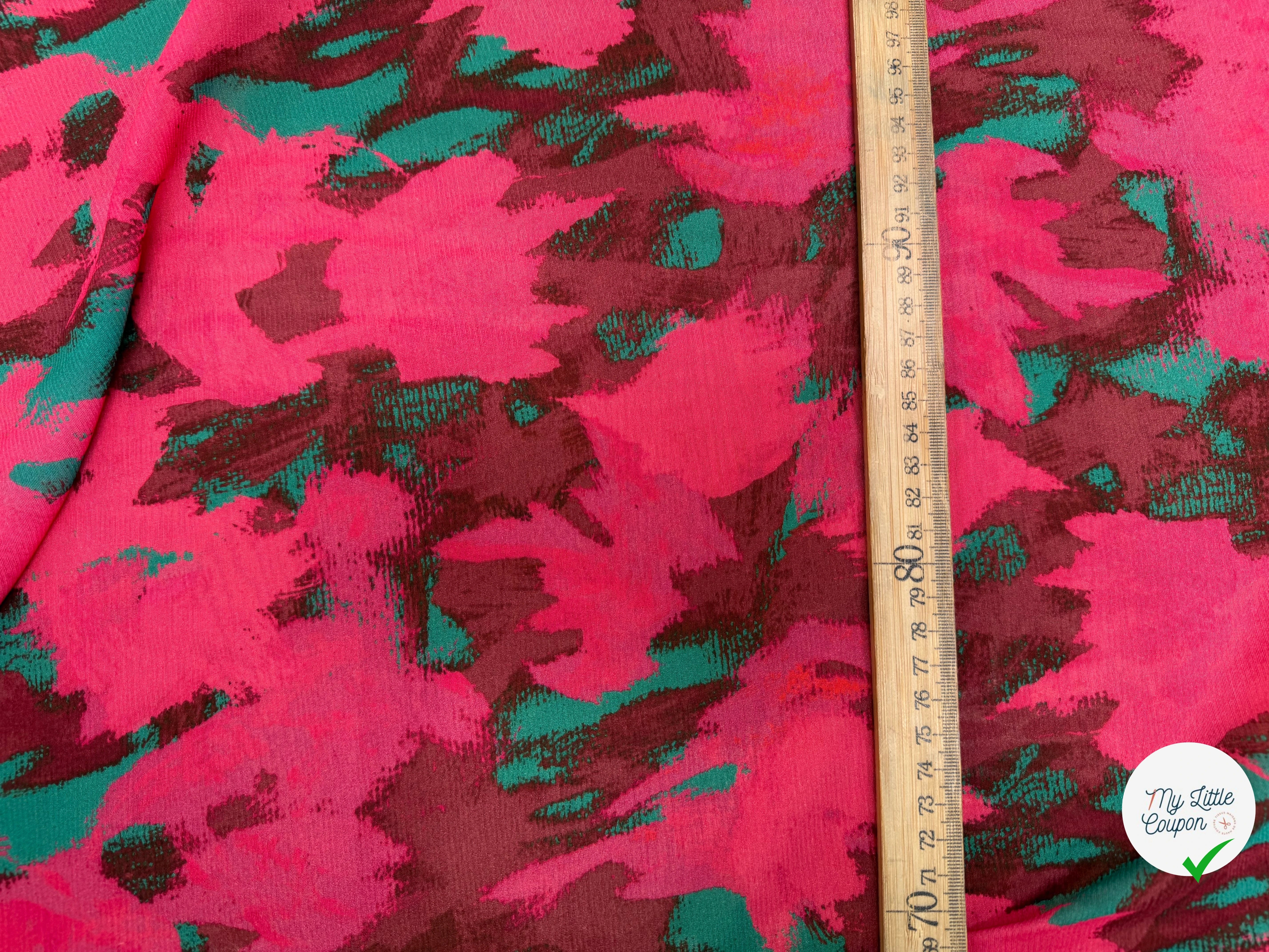 CREPE VISCOSE SOIE ROSE VERT SILK ERABLES - My Little Coupon