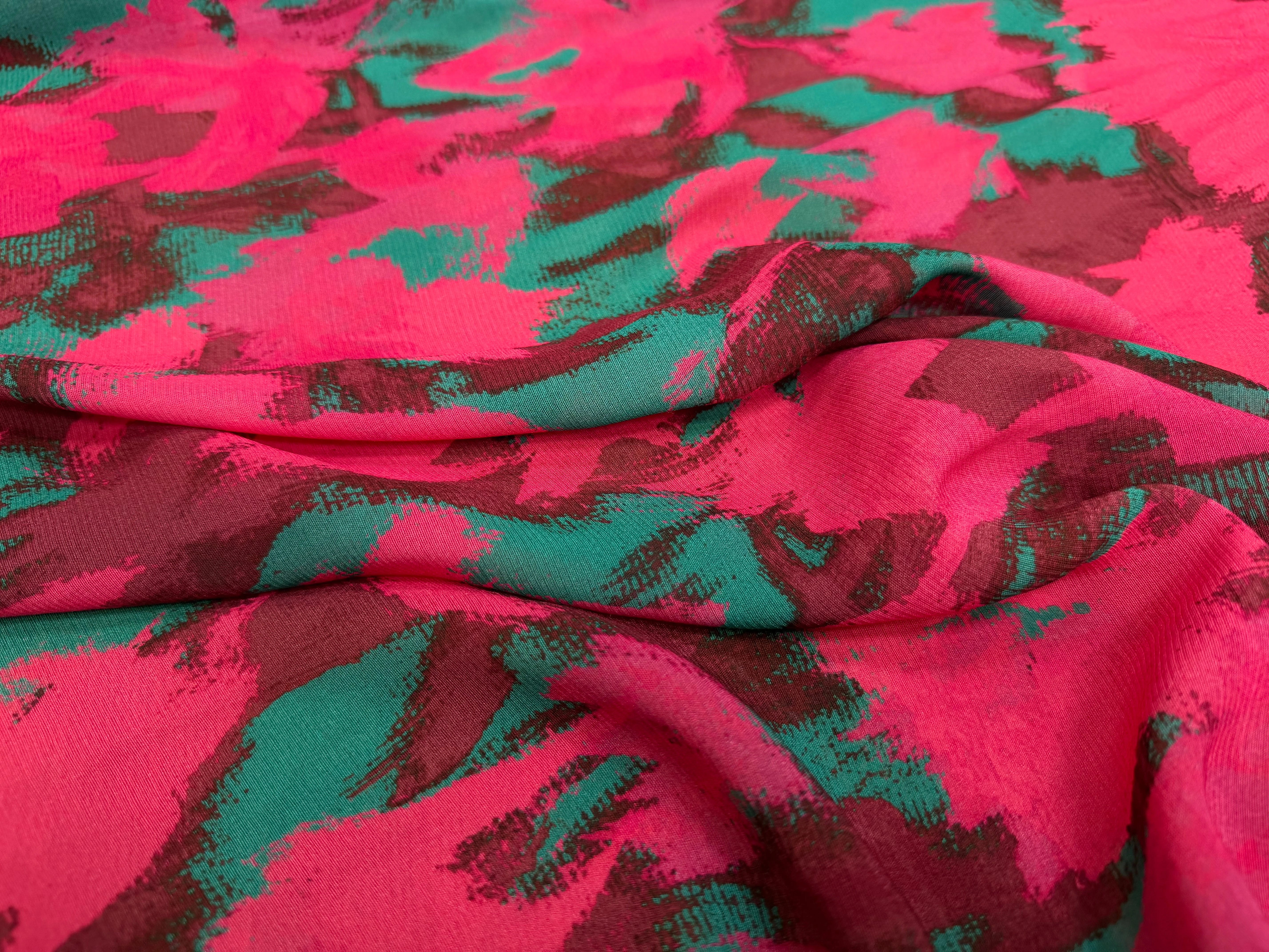 CREPE VISCOSE SOIE ROSE VERT SILK ERABLES - My Little Coupon