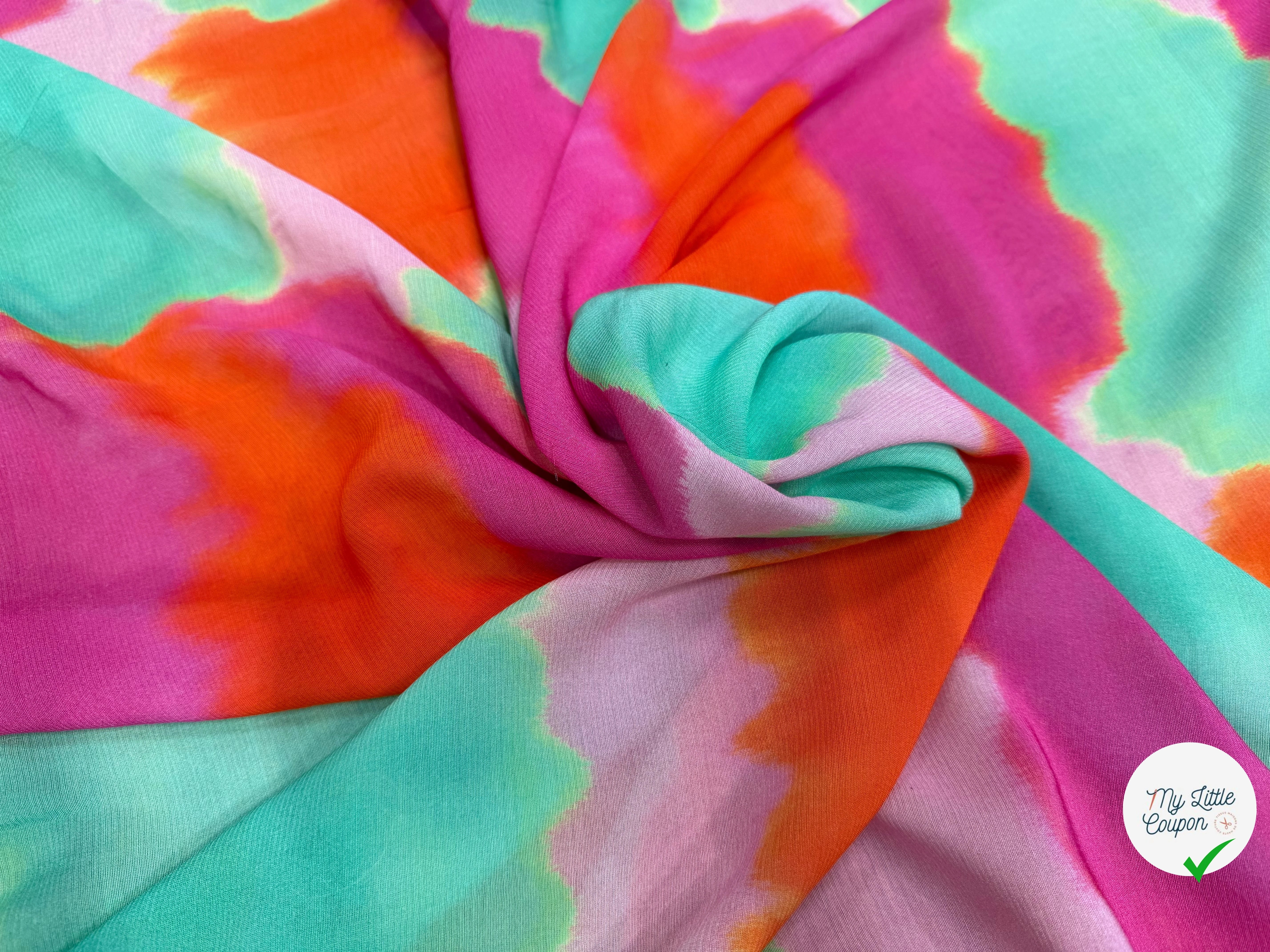 CREPE VISCOSE VISCOSE SOIE SILK NUAGES MULTICOLORE - My Little Coupon