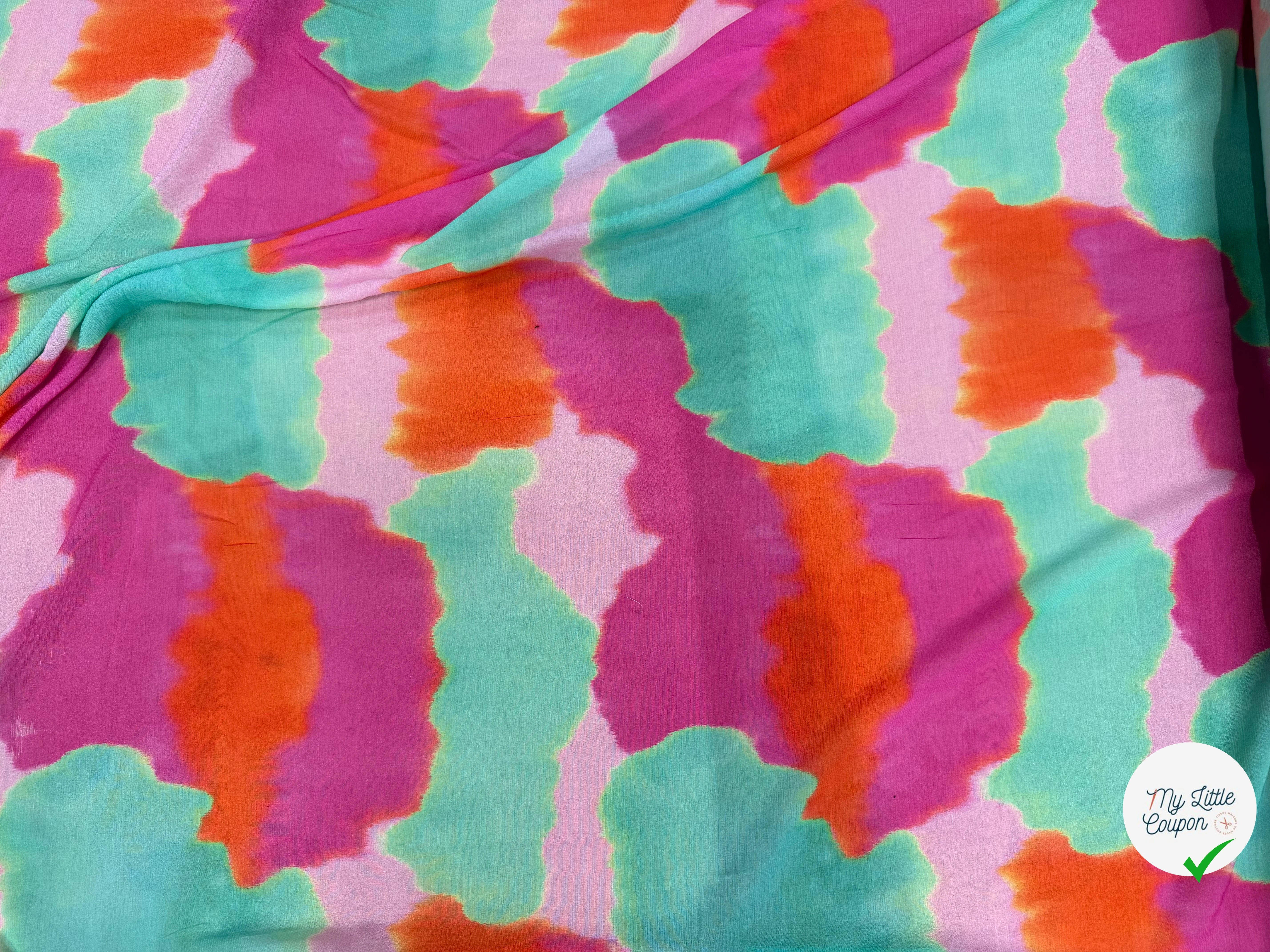 CREPE VISCOSE VISCOSE SOIE SILK NUAGES MULTICOLORE - My Little Coupon