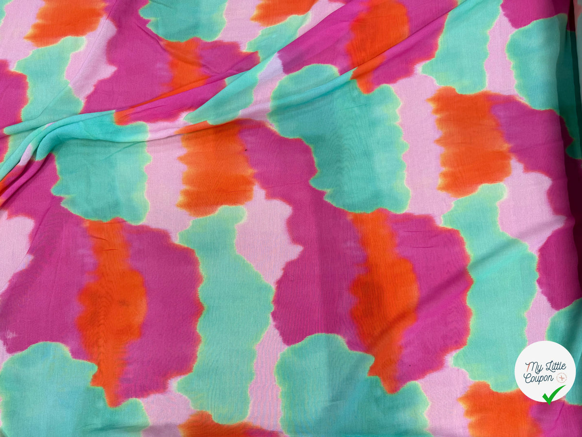 CREPE VISCOSE VISCOSE SOIE SILK NUAGES MULTICOLORE - My Little Coupon