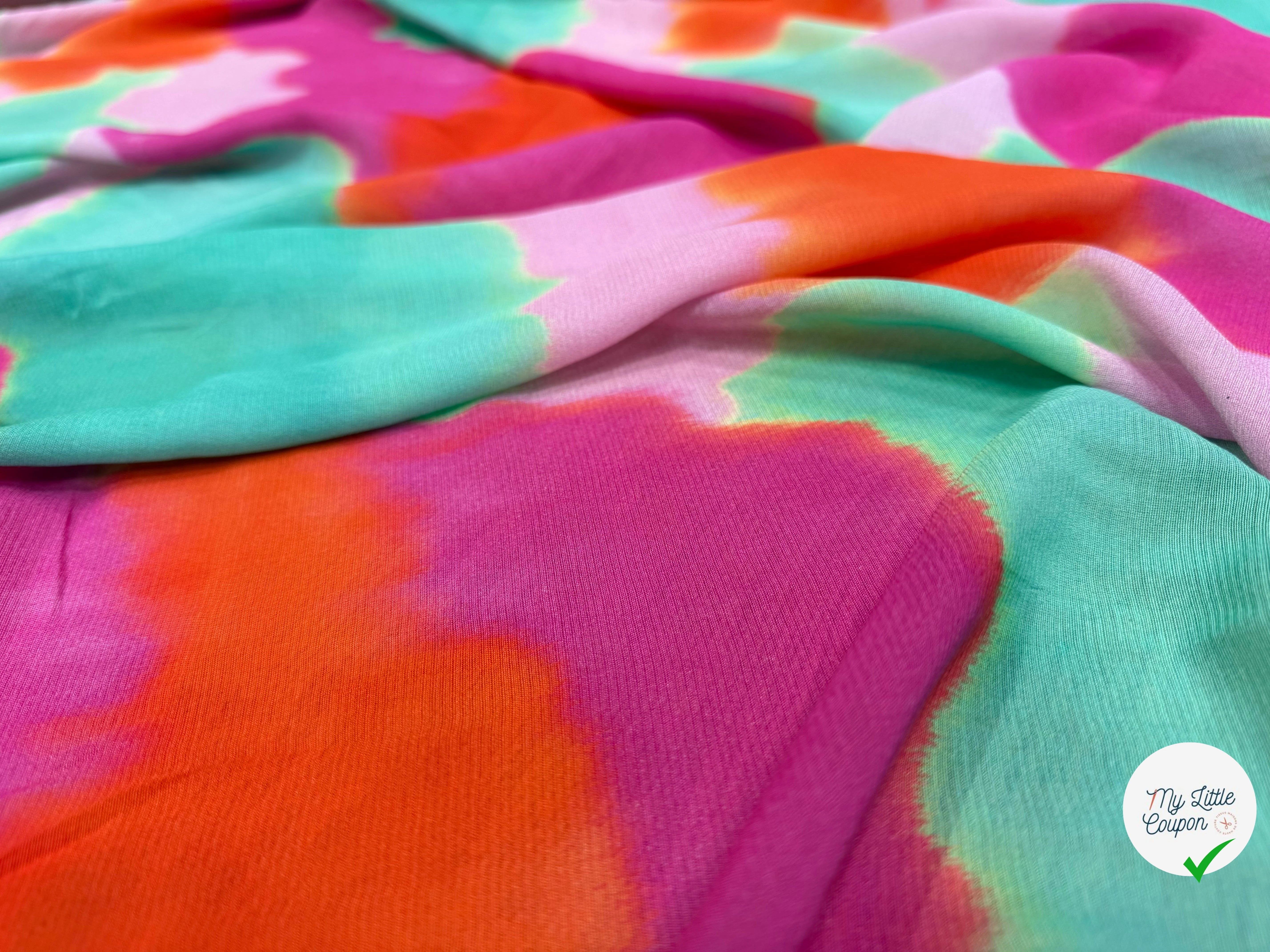 CREPE VISCOSE VISCOSE SOIE SILK NUAGES MULTICOLORE - My Little Coupon