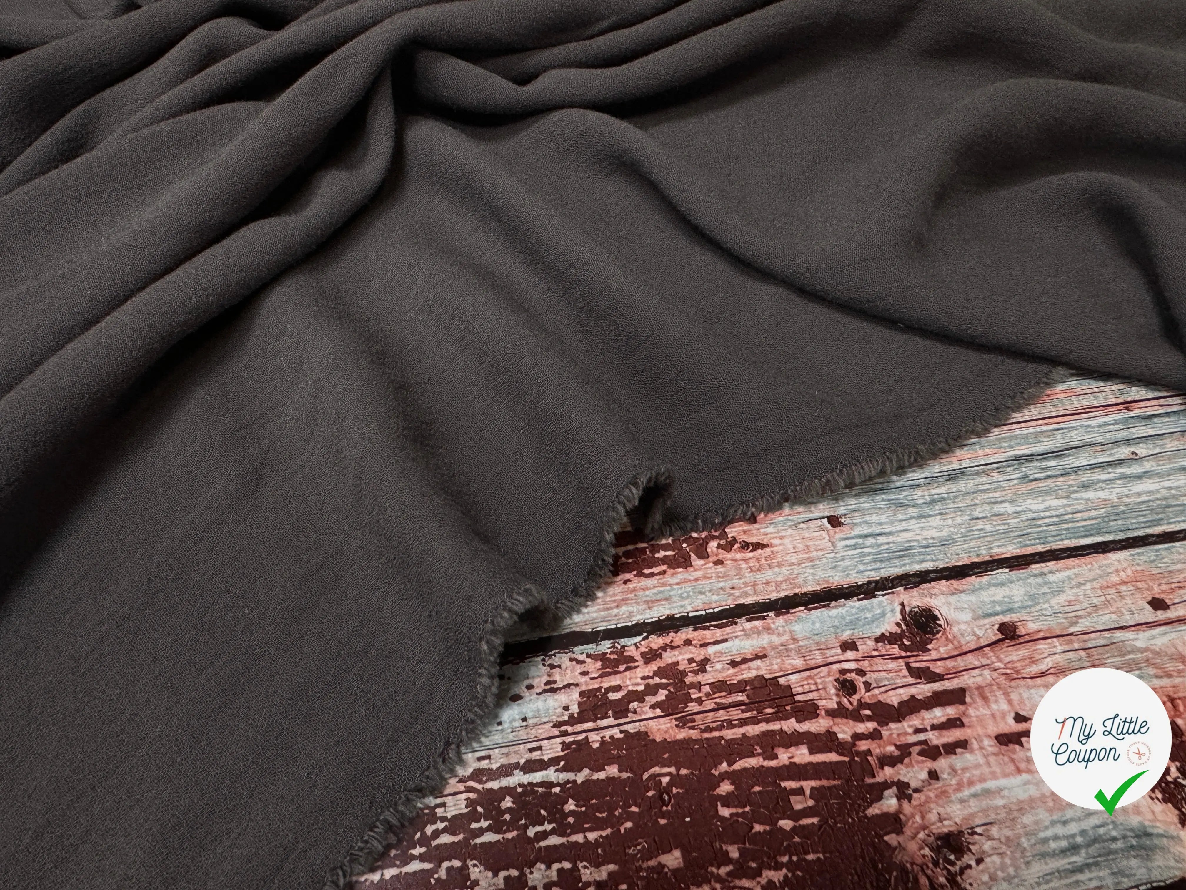 CRÊPE VISCOSE WOODY BROWN 25% LAINE VIERGE - My Little Coupon