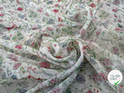 CRÉPON DE SOIE FLEURS COLORÉES SUR FOND BLANC MLC INTERN