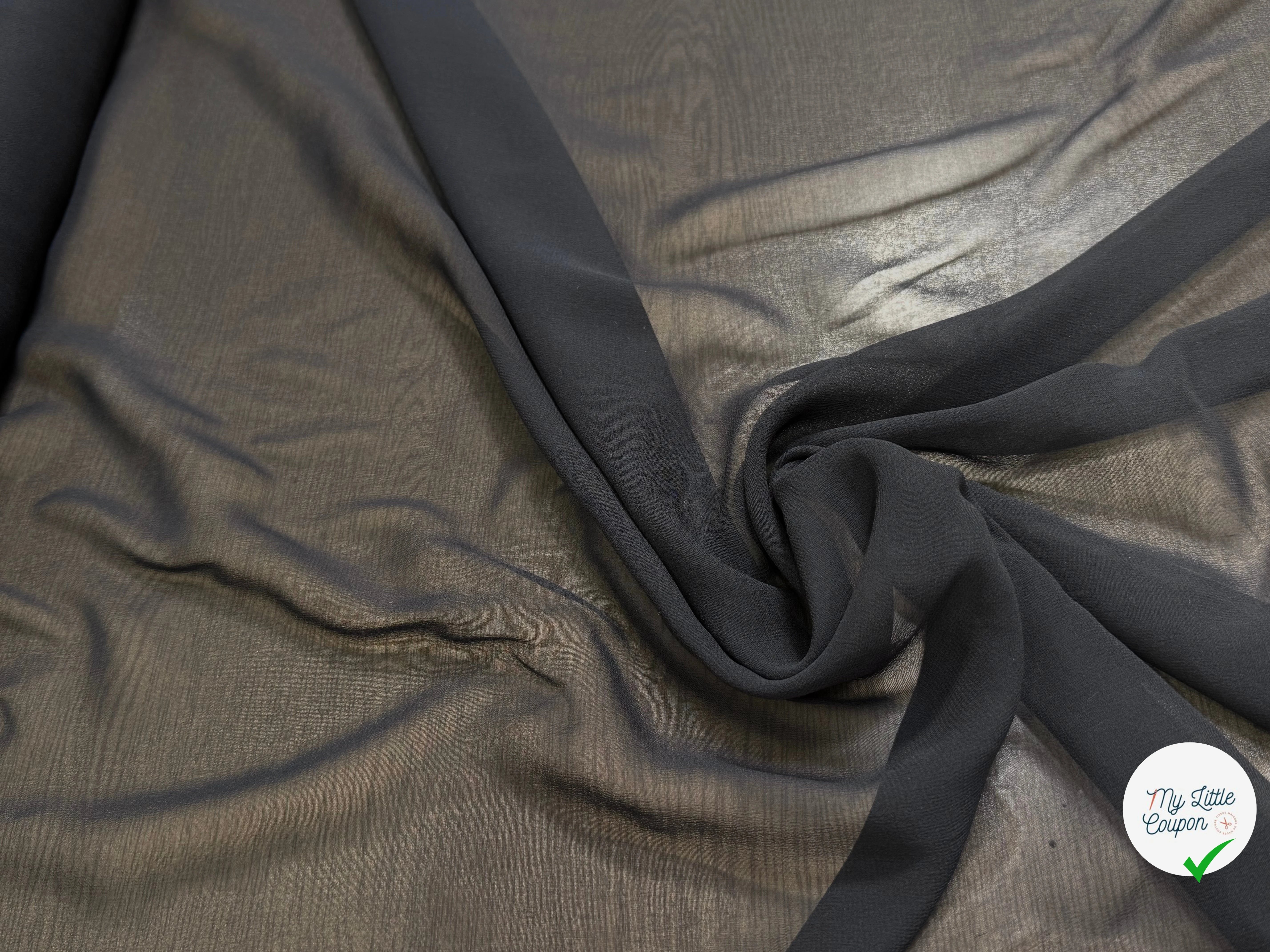 CREPON DE SOIE FLUIDE NOIR 100% SOIE EN 110 - My Little Coupon