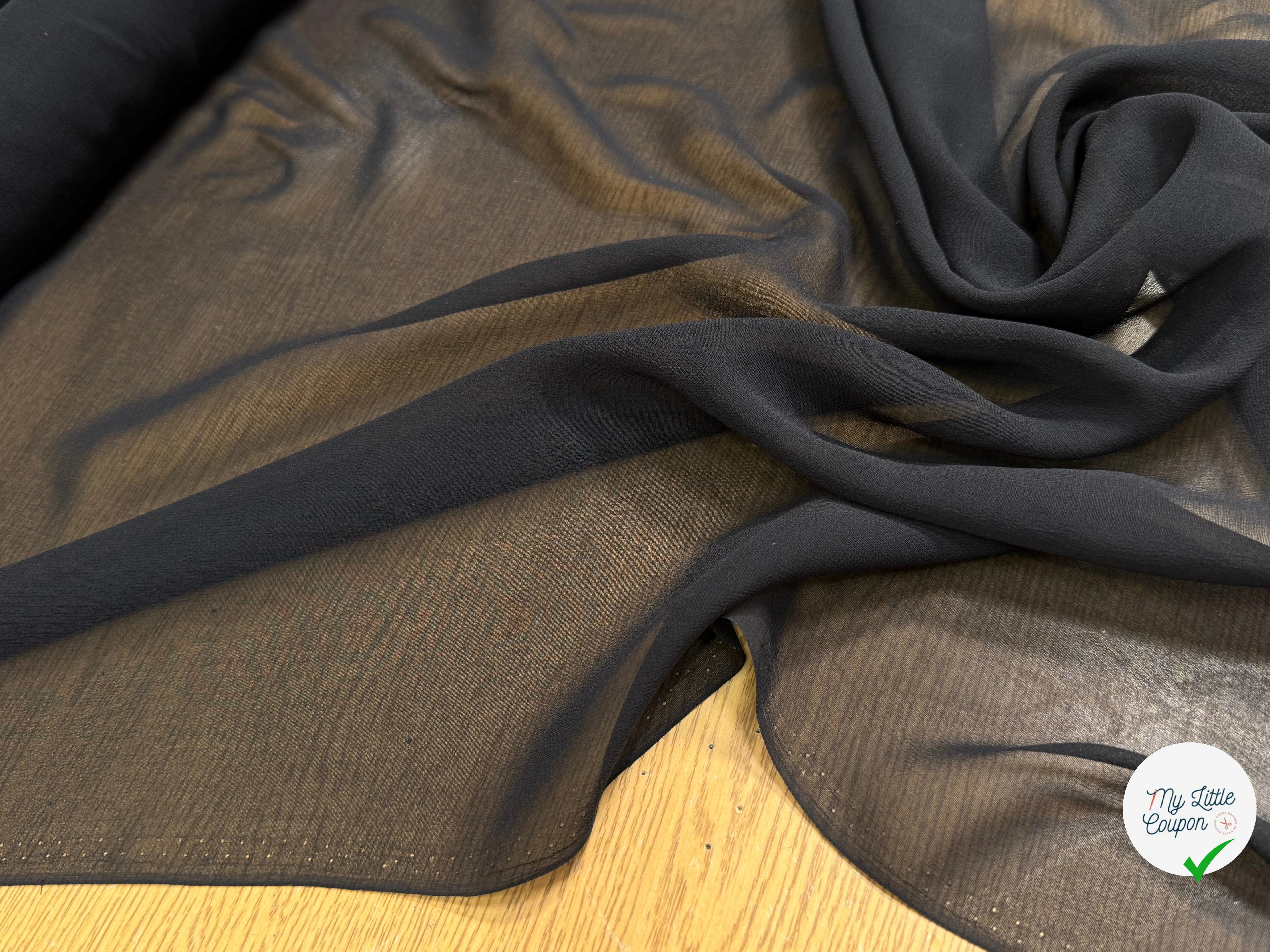 CREPON DE SOIE FLUIDE NOIR 100% SOIE EN 110 - My Little Coupon