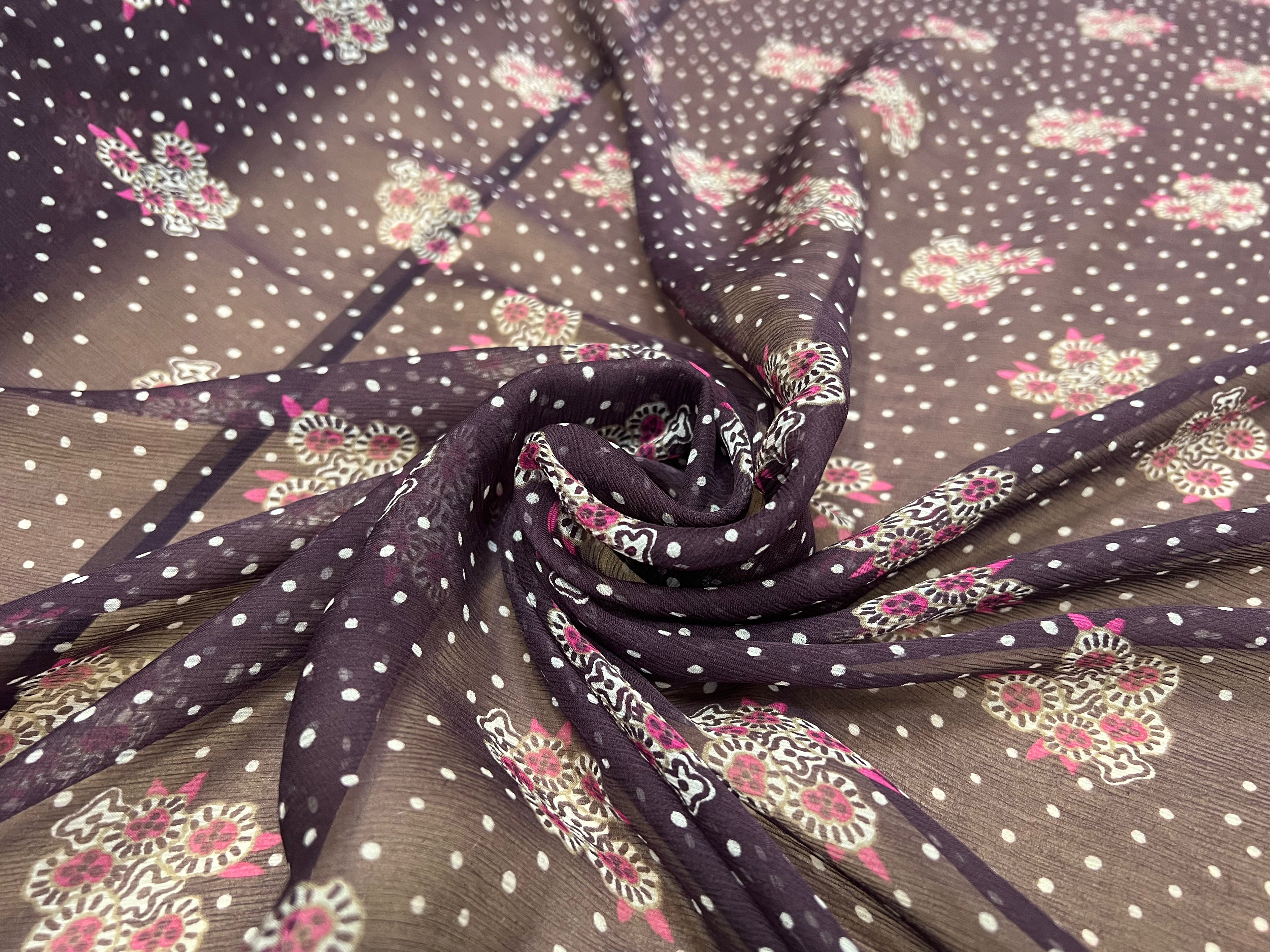 CRÉPON DE SOIE MAZZO DI FIORI E SETA VIOLET - My Little Coupon