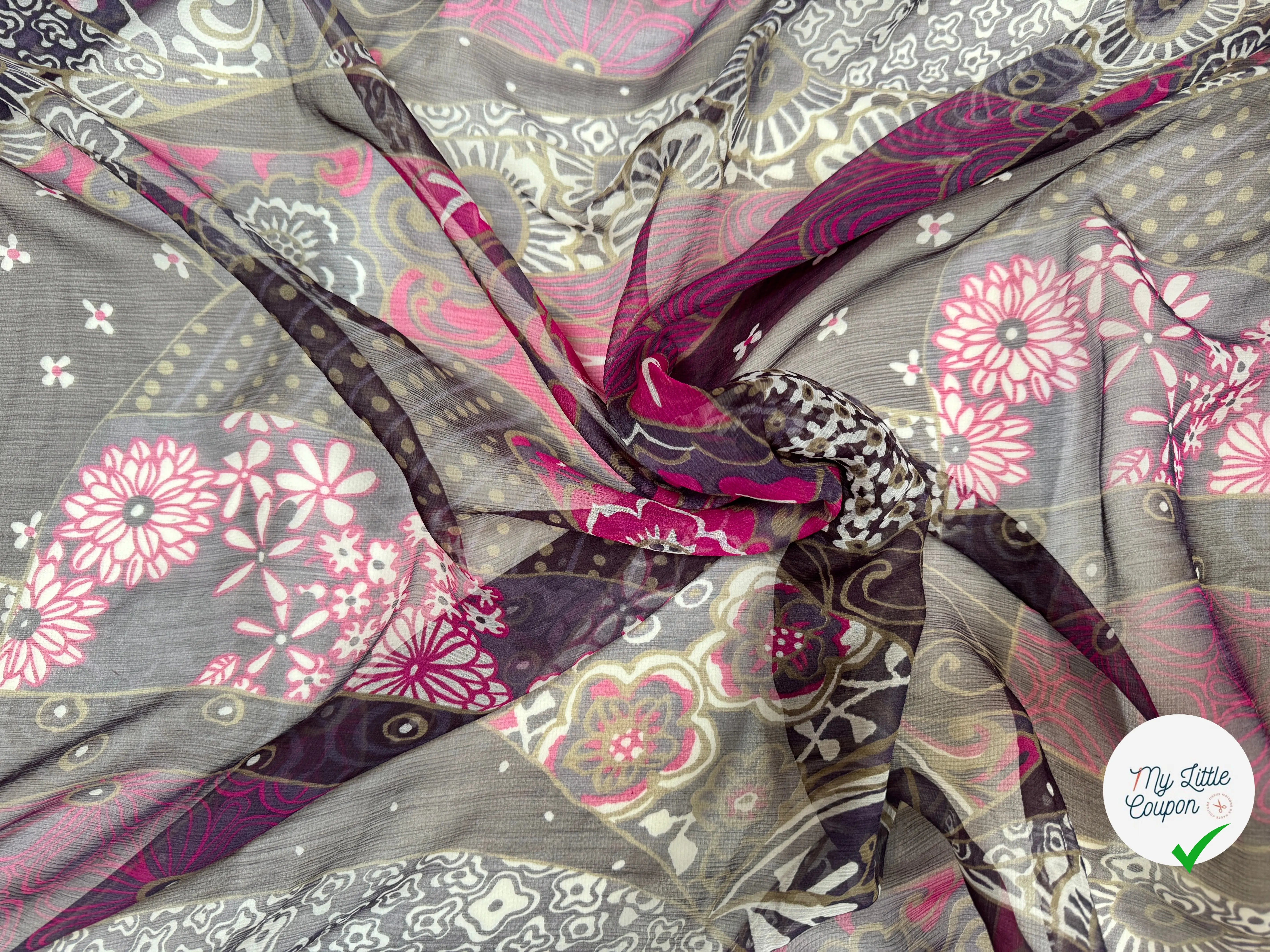 CRÉPON DE SOIE PINK FLOWERS - My Little Coupon