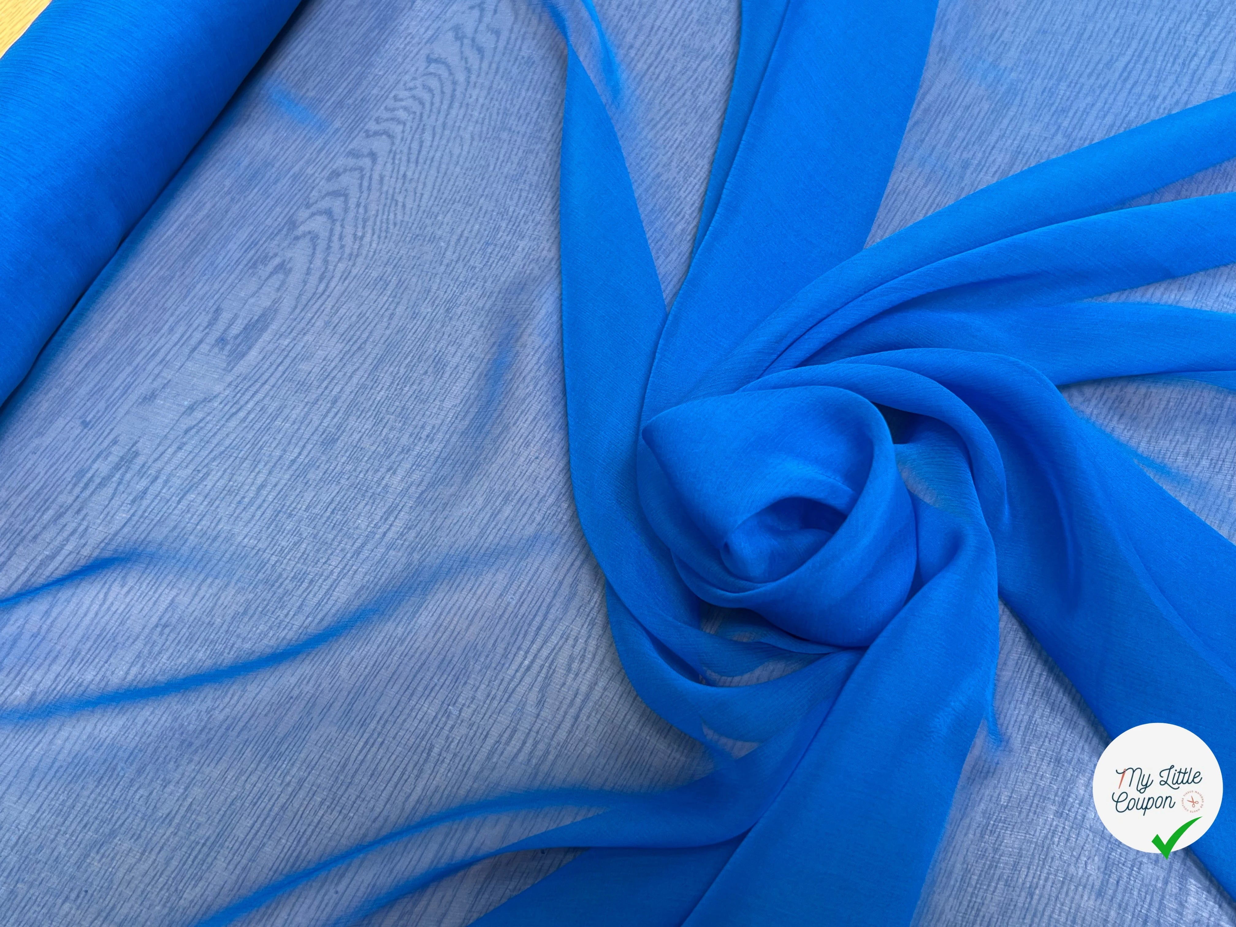 CREPON DE SOIE PLISSÉ BLEU AZUR INTENCE - My Little Coupon