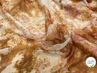 CRÈPON DE SOIE PLISSÉ MOTIF FLORAL BEIGE MARRON - My Little Coupon