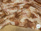 CRÈPON DE SOIE PLISSÉ MOTIF FLORAL BEIGE MARRON - My Little Coupon