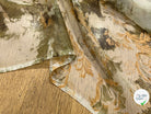 CRÈPON DE SOIE PLISSÉ MOTIF FLORAL ÉCRU KAKI - My Little Coupon