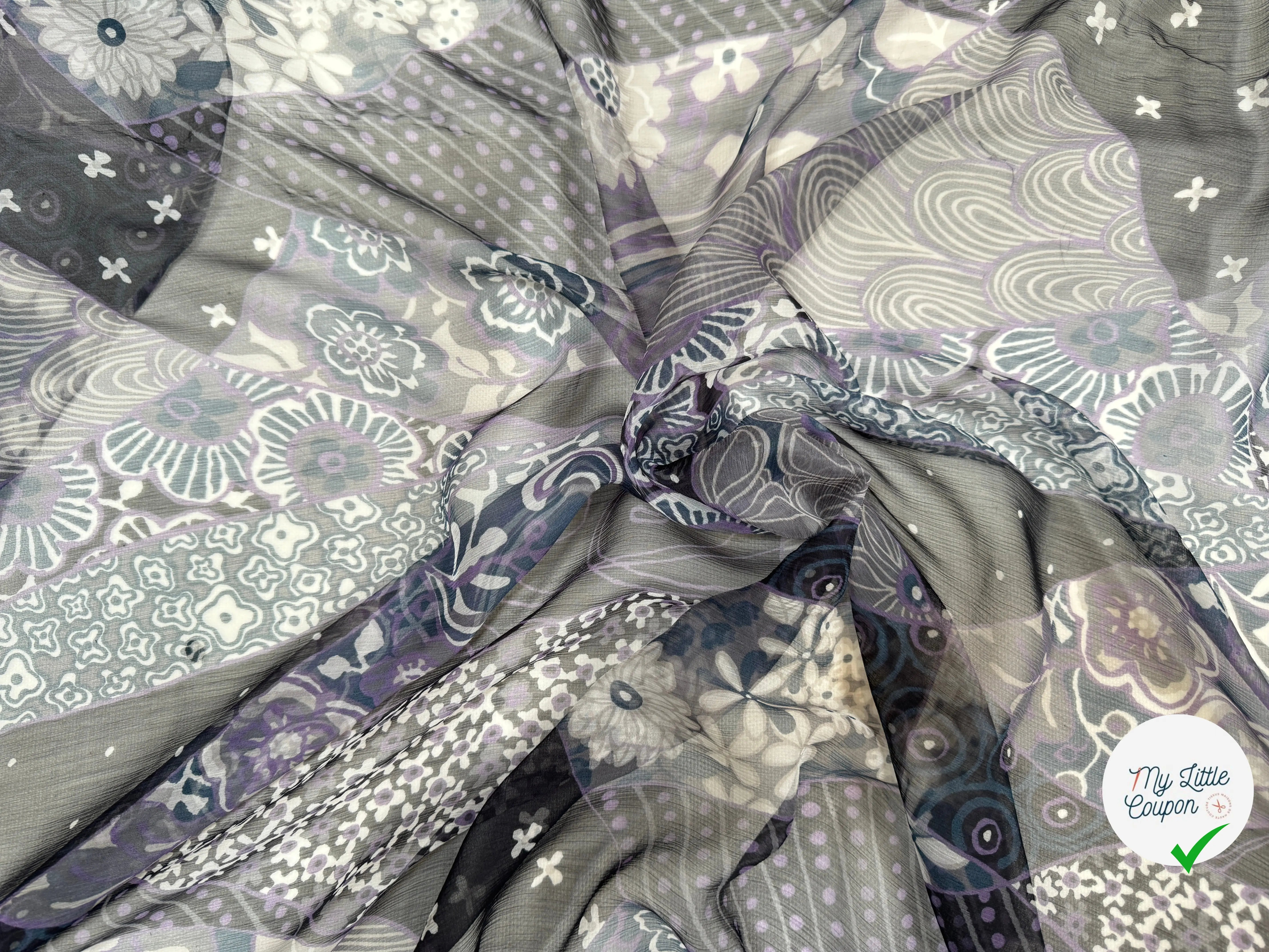 CRÉPON DE SOIE PURPLE FLOWERS - My Little Coupon