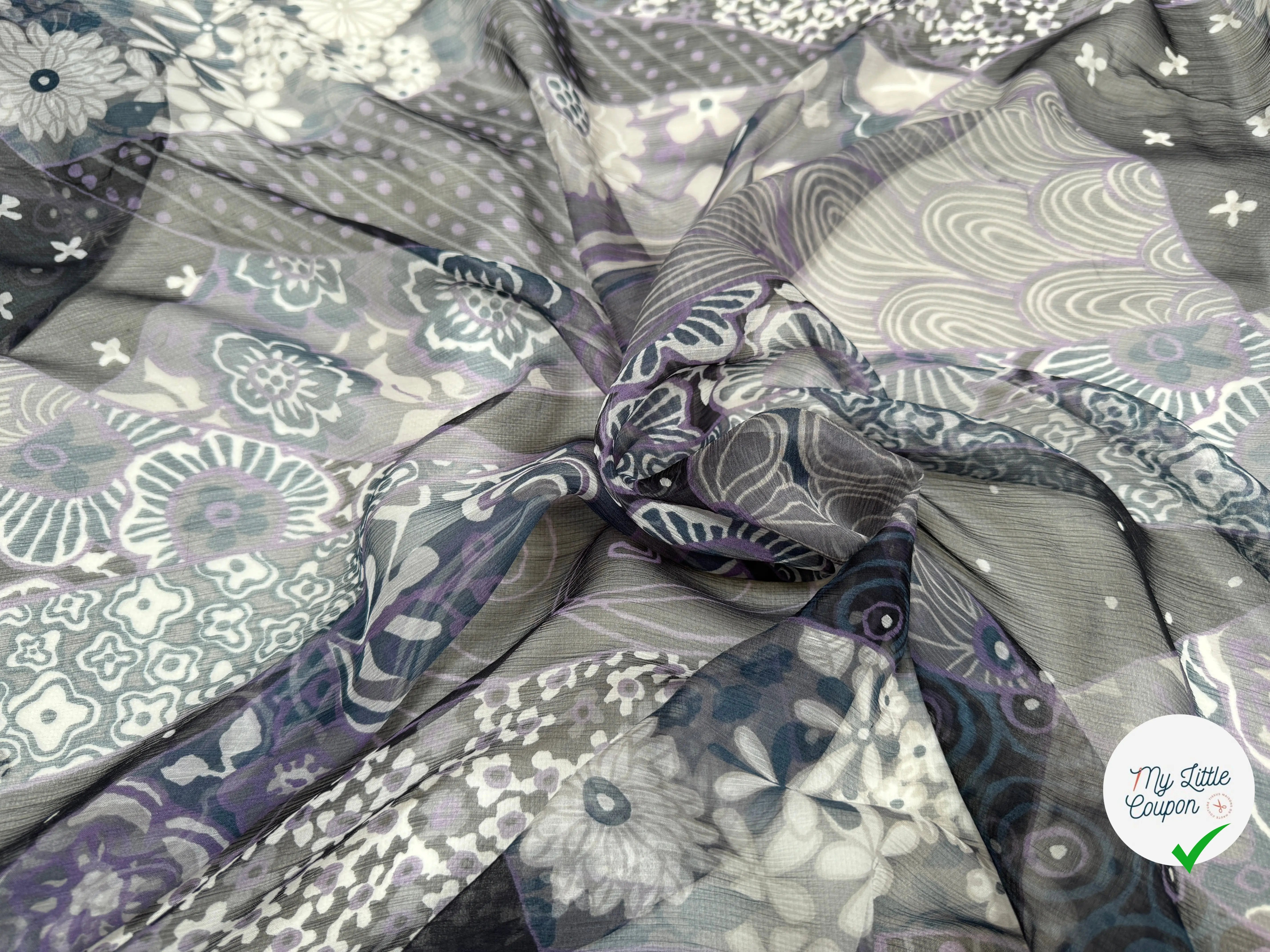 CRÉPON DE SOIE PURPLE FLOWERS - My Little Coupon