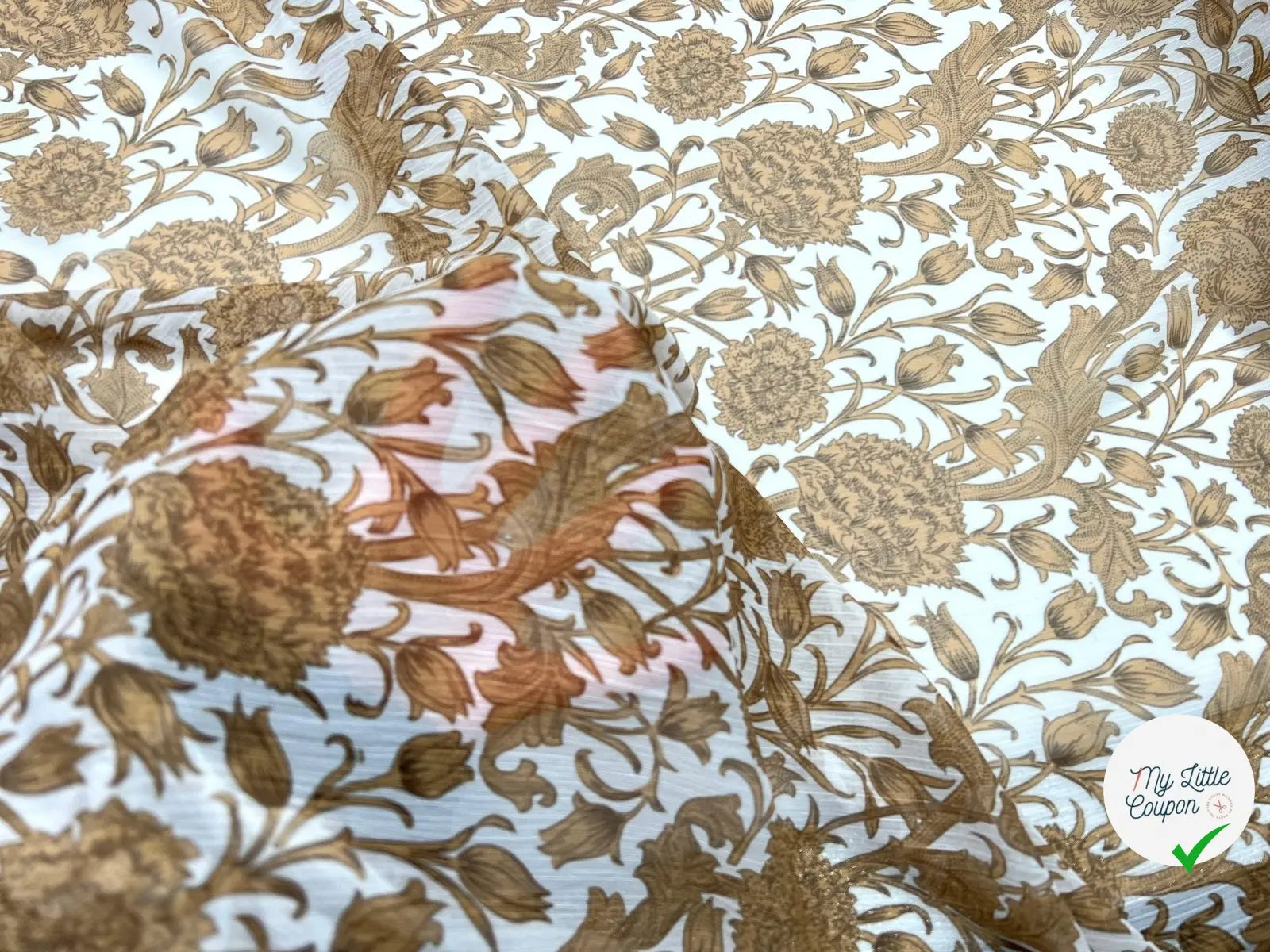 CRÉPON FILETÉ ORNAMENT BEIGE - My Little Coupon - tissu - coudre