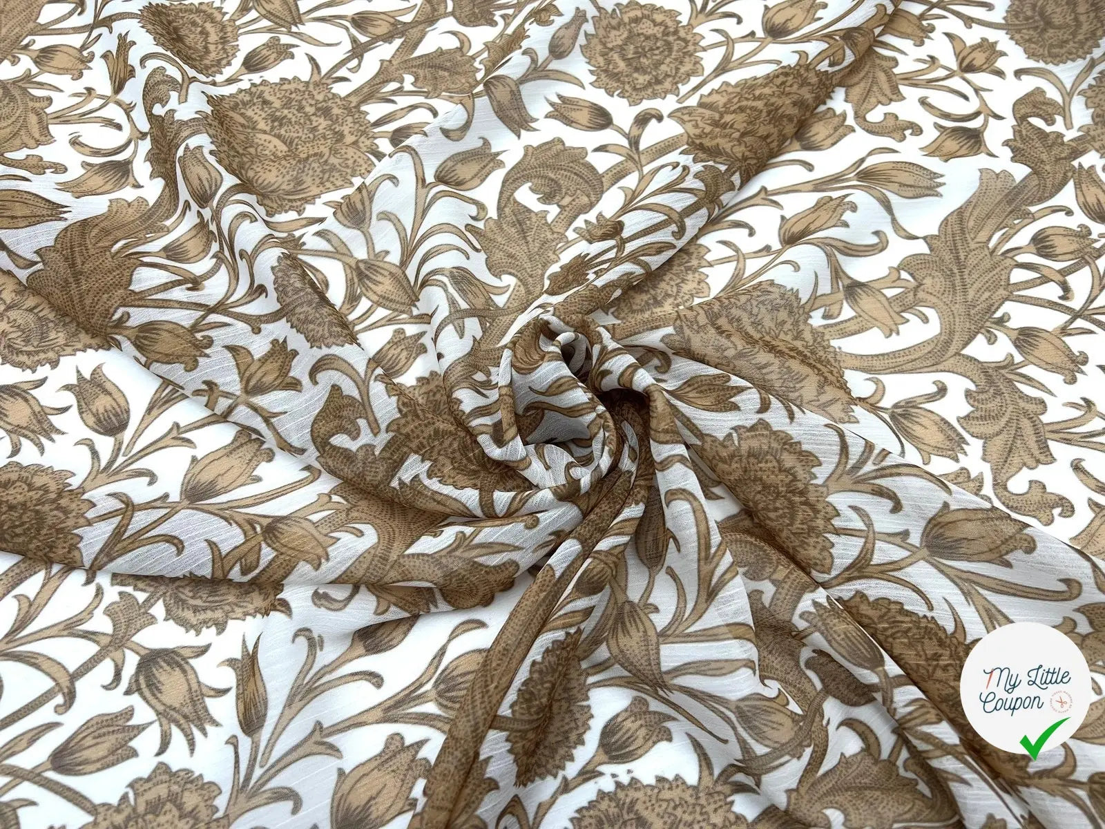 CRÉPON FILETÉ ORNAMENT BEIGE - My Little Coupon - tissu - coudre