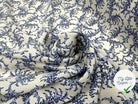 CRÊPON VISCOSE IMPRIMÉ FLORA PROVENZA BLEU MSO