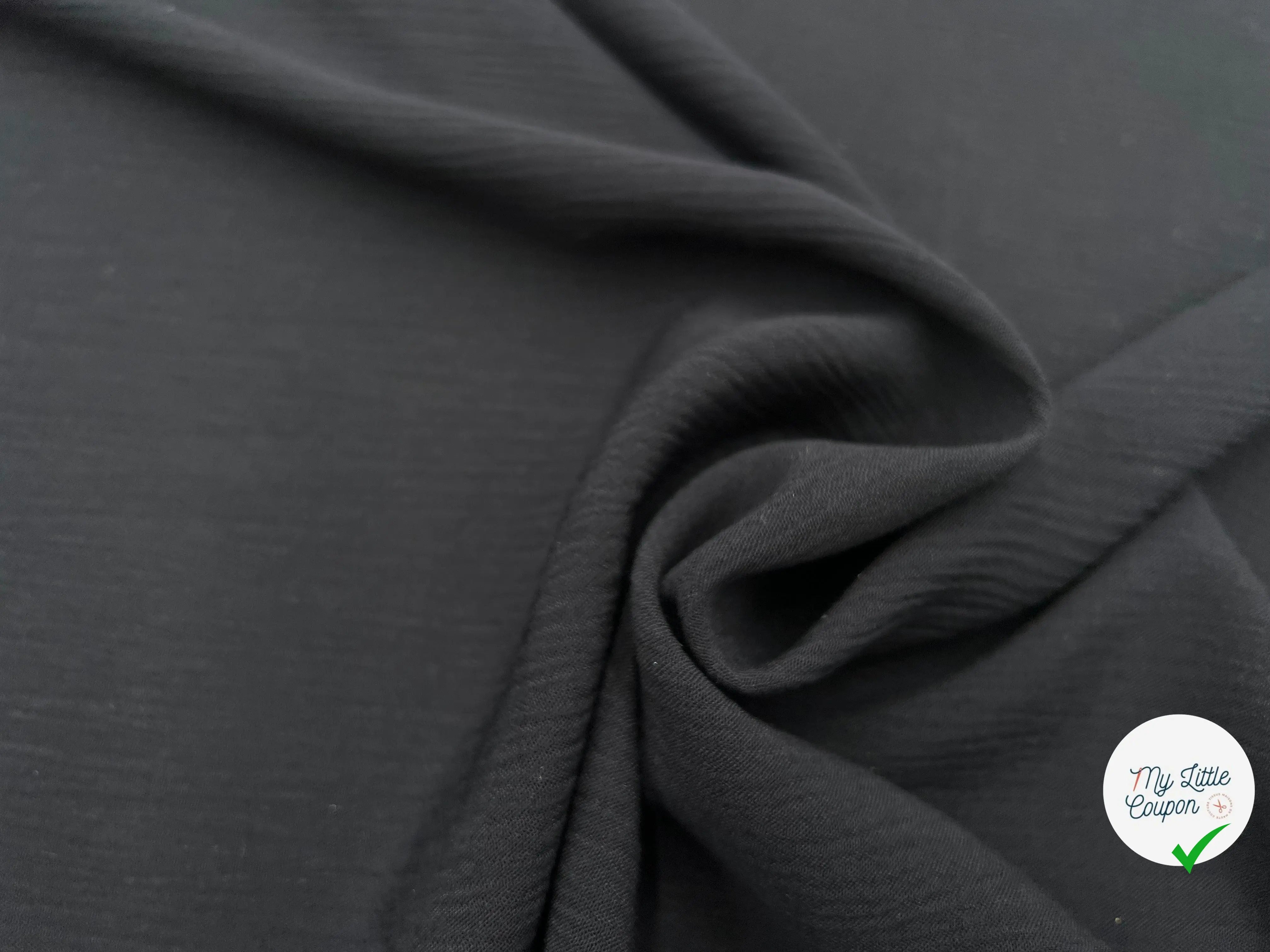 CRÊPON VISCOSE NOIR MARINE FONCÉ - My Little Coupon - tissu - coudre