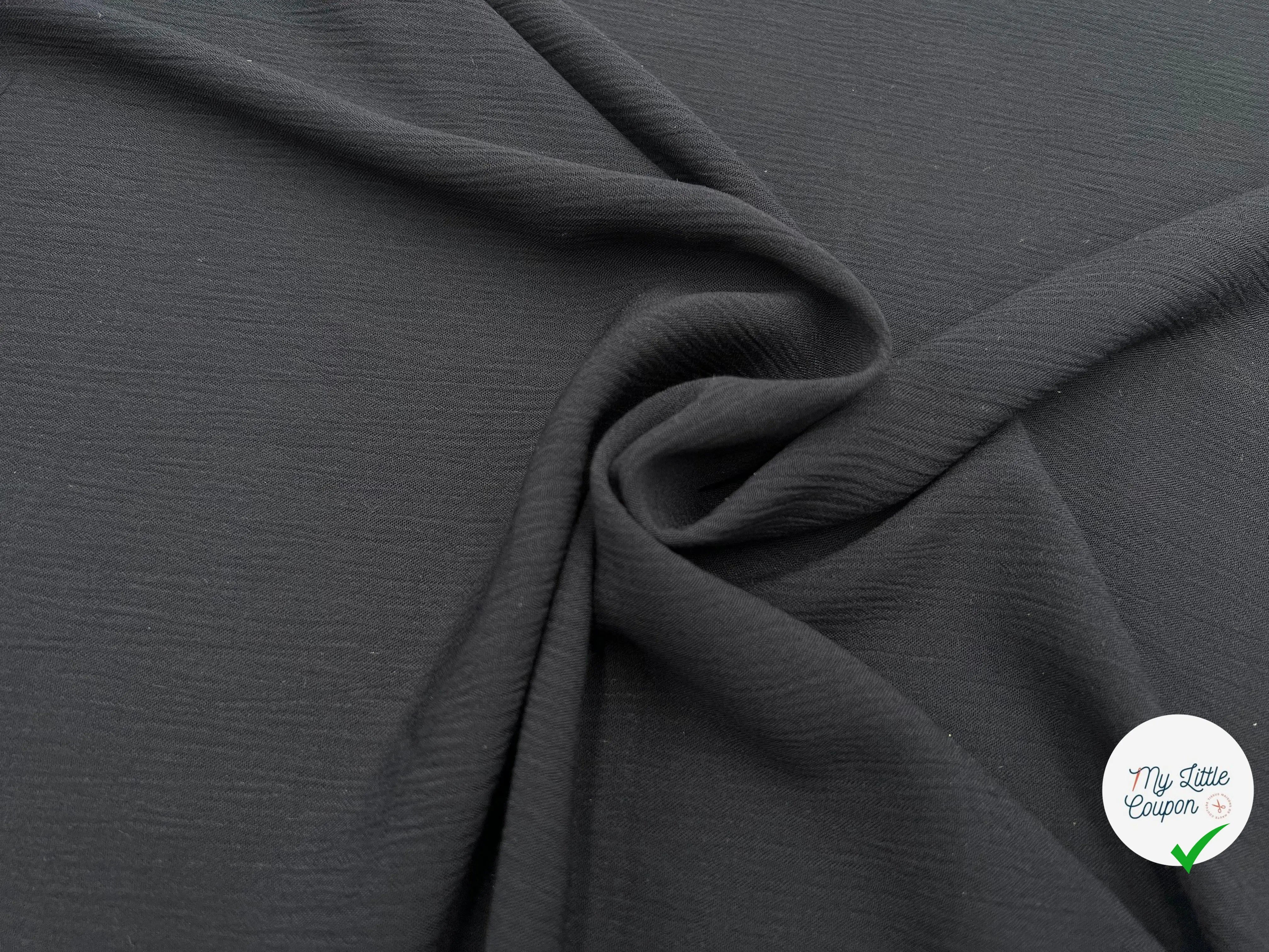 CRÊPON VISCOSE NOIR MARINE FONCÉ - My Little Coupon - tissu - coudre