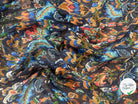 CREPON VISCOSE SOIE PAILÉ MULTICOLORE FOND NOIR RAYÉ - My Little Coupon