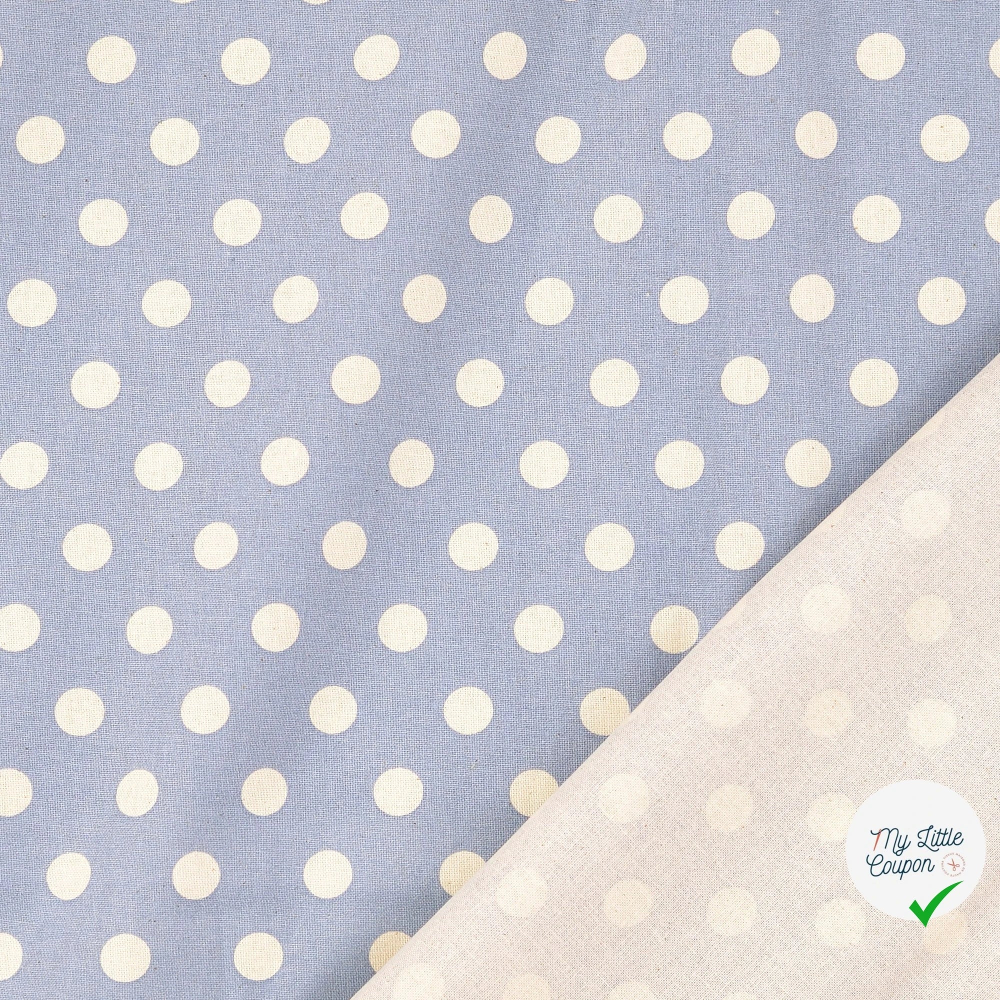 CRETONNE DE COTON POIS BLEU CLAIR - My Little Coupon
