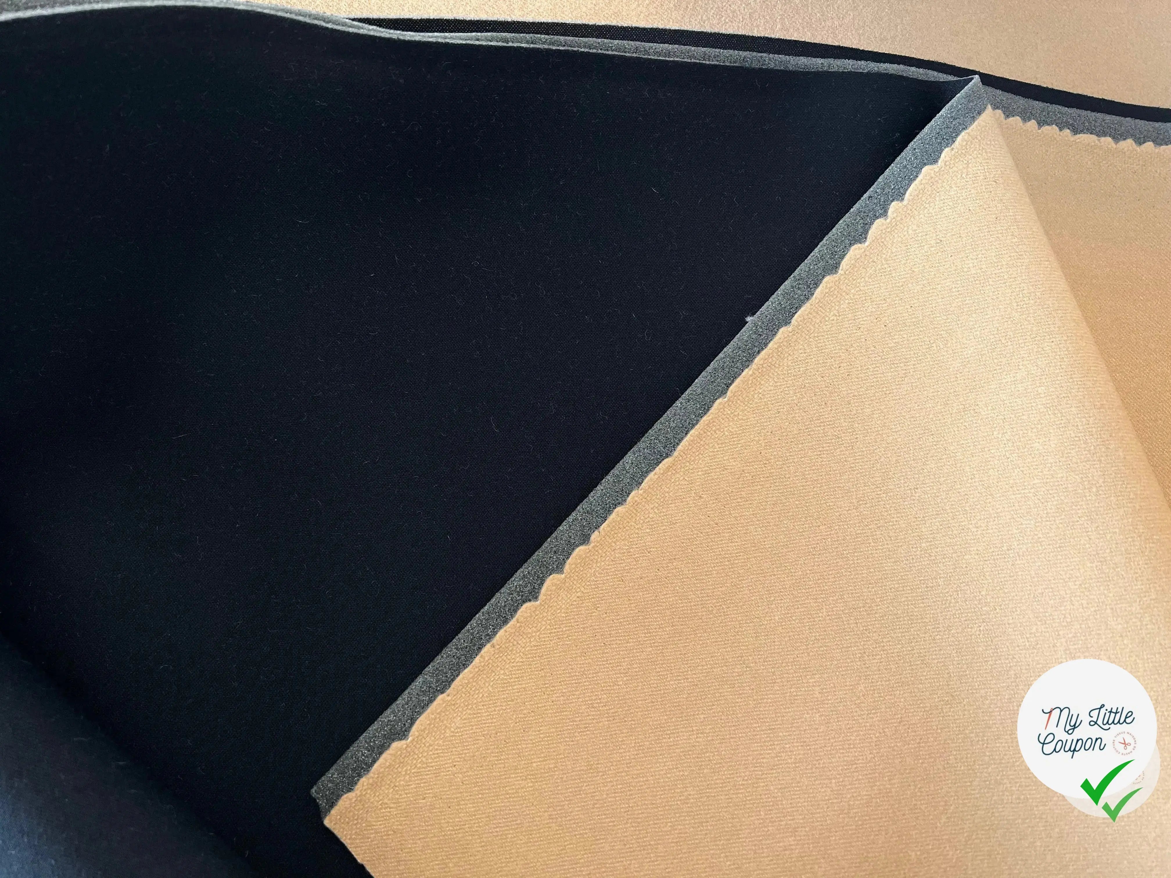 CABAN CONTERCOLLÉ MOUSSE NOIRE CAMEL - My Little Coupon - tissu - coudre