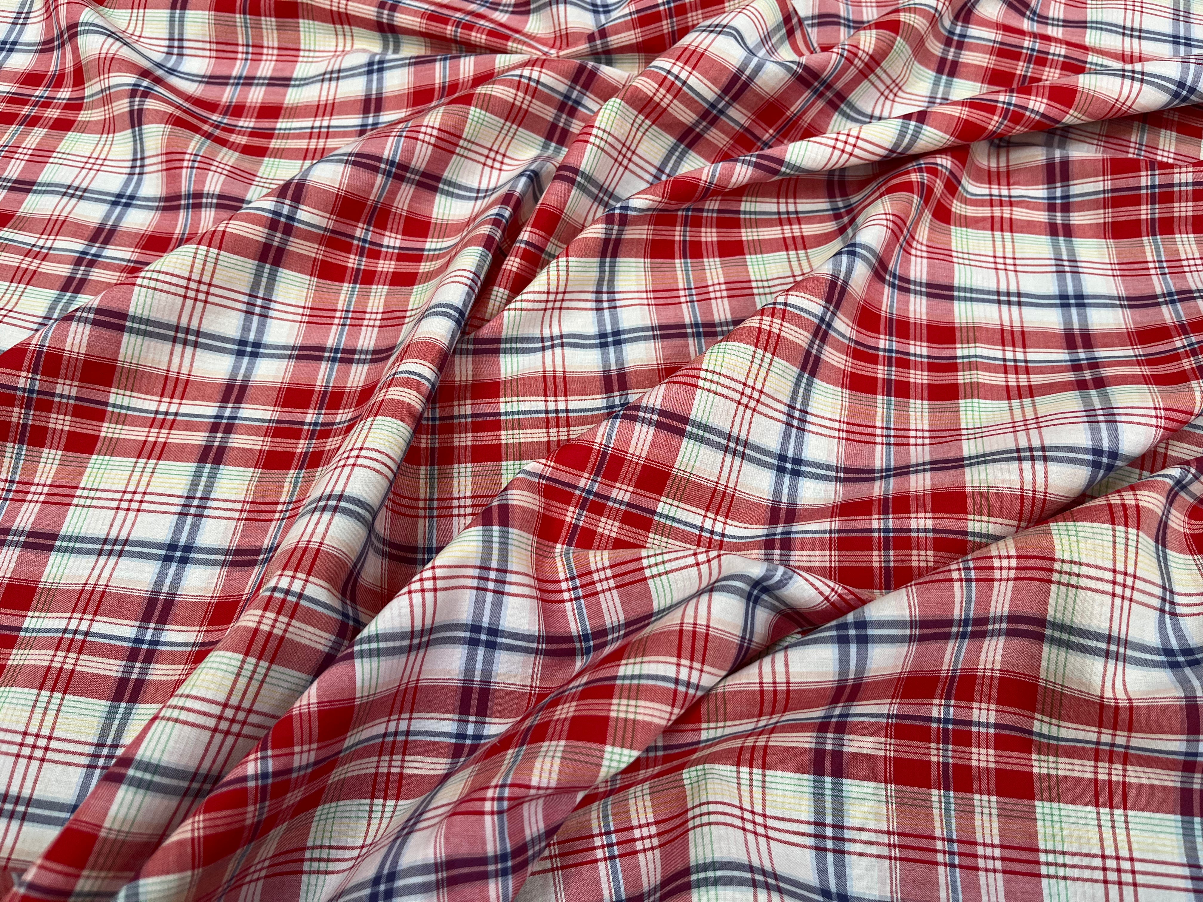 COTON CHEMISE CARREAUX PRINCE DE GALLE ROUGE ET BLEU - My Little Coupon