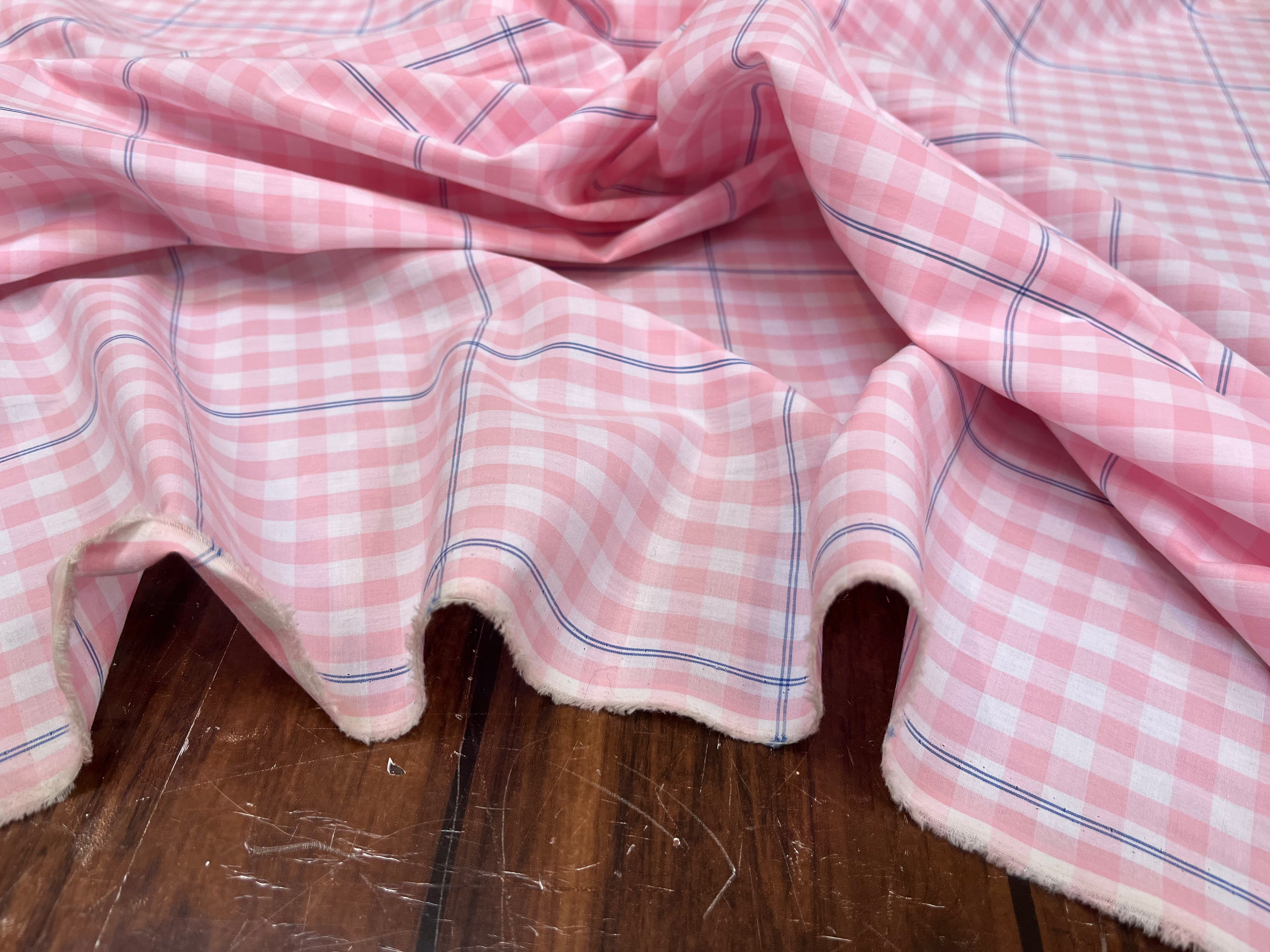 COTON CHEMISE VICHY ROSE CARREAUX BLEU - My Little Coupon