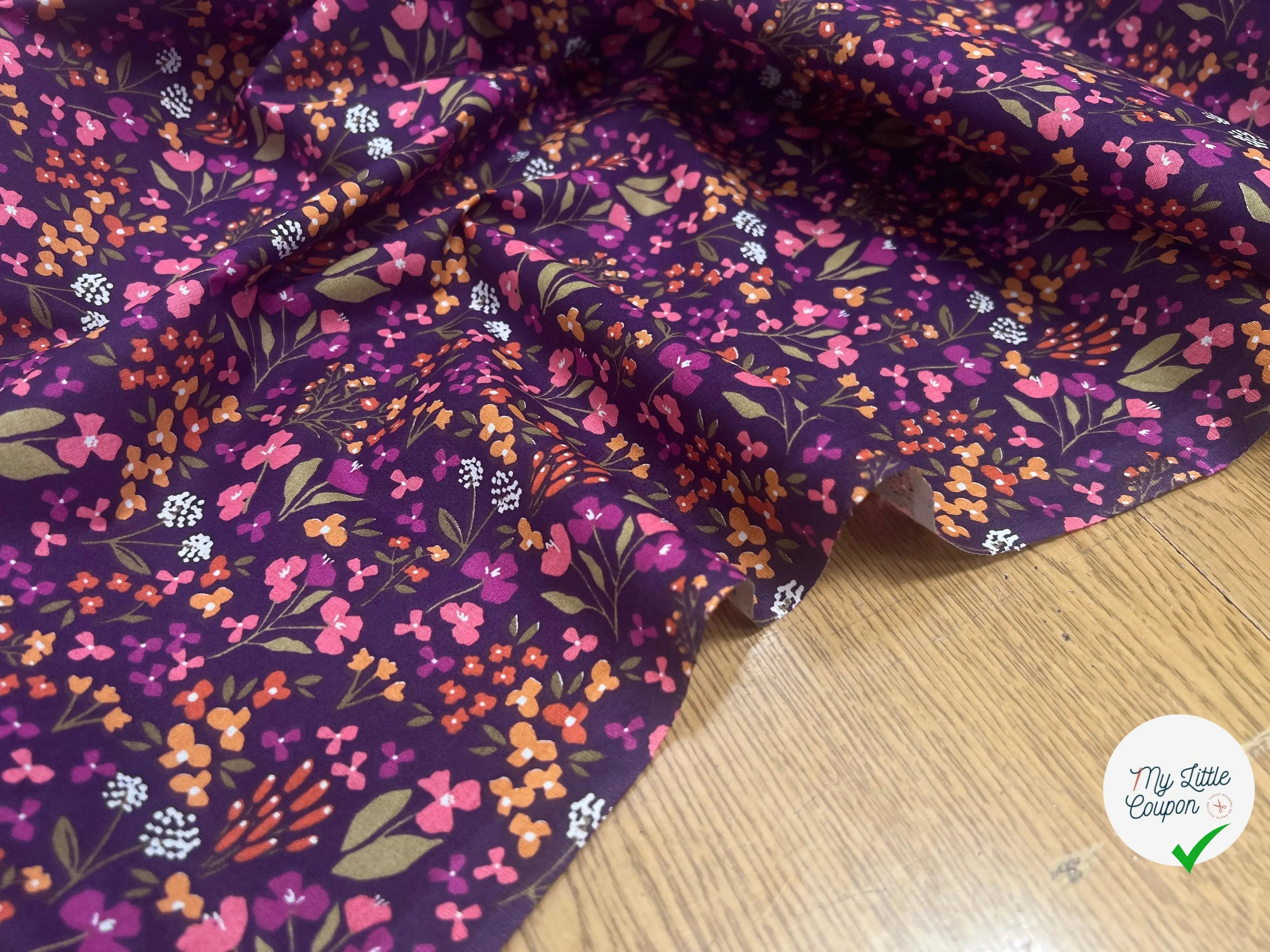 COTON IMPRIMÉ BIBURY VIOLET / JAUNE BIBURFJBE37ARL - My Little Coupon