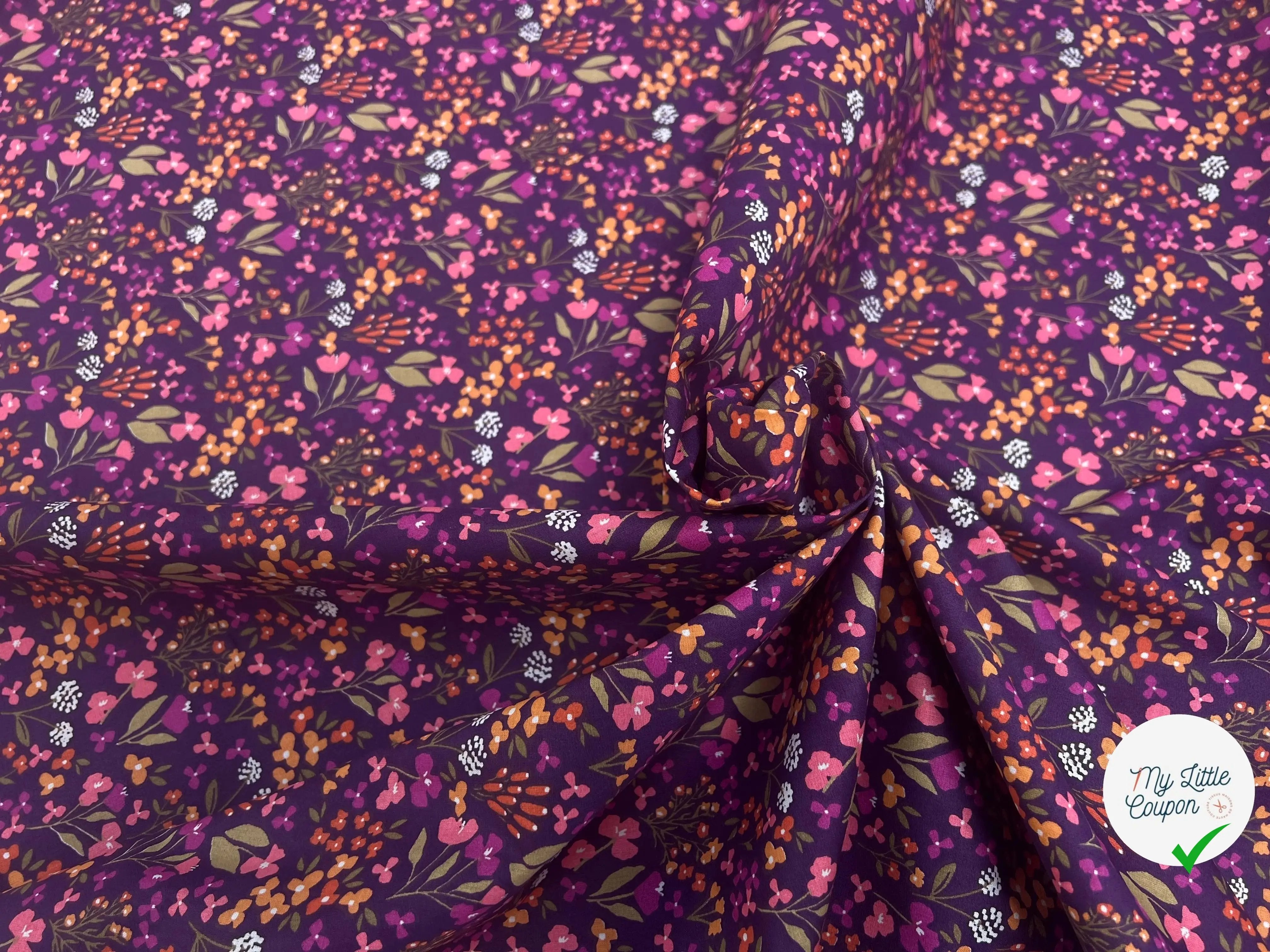 COTON IMPRIMÉ BIBURY VIOLET / JAUNE BIBURFJBE37ARL - My Little Coupon