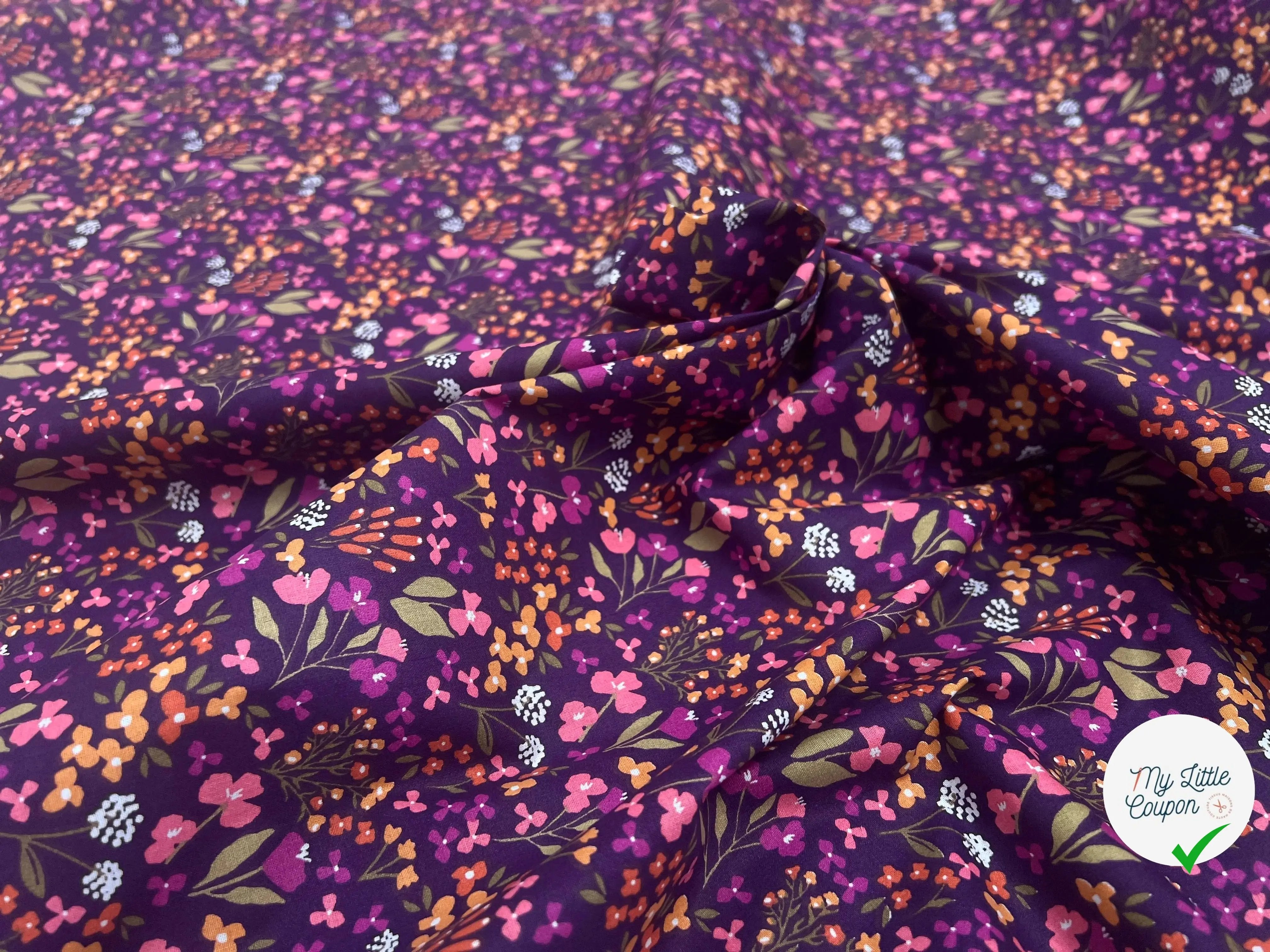COTON IMPRIMÉ BIBURY VIOLET / JAUNE BIBURFJBE37ARL - My Little Coupon