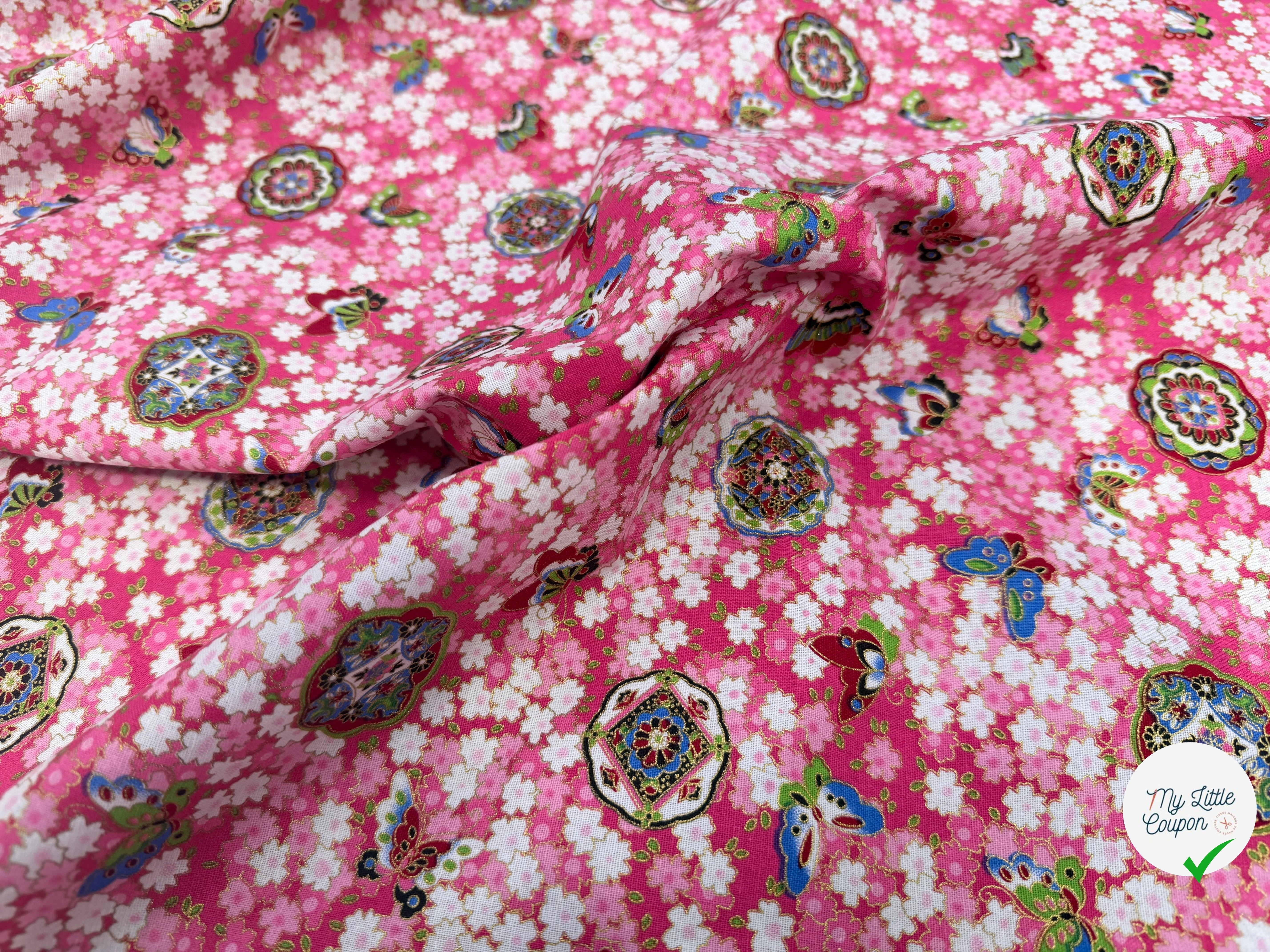 COTON IMPRIMÉ FOIL 18 ROSE 145 CM - My Little Coupon
