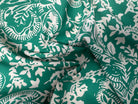 COTON VISCOSE THEME FLORAL BEIGE CREME ET VERT - My Little Coupon