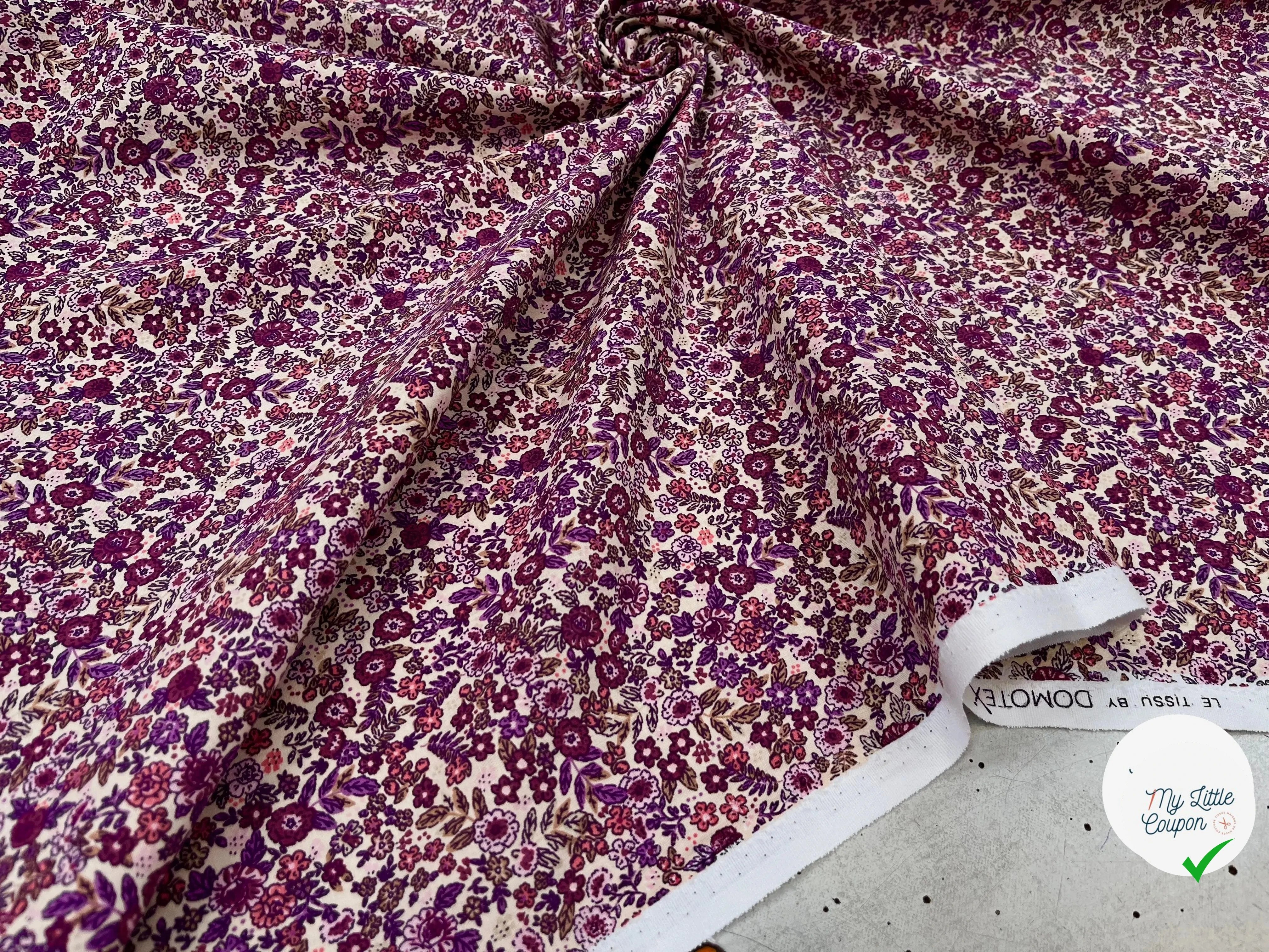 COTONNADE BARBARA ÉCRU ET VIOLET - My Little Coupon