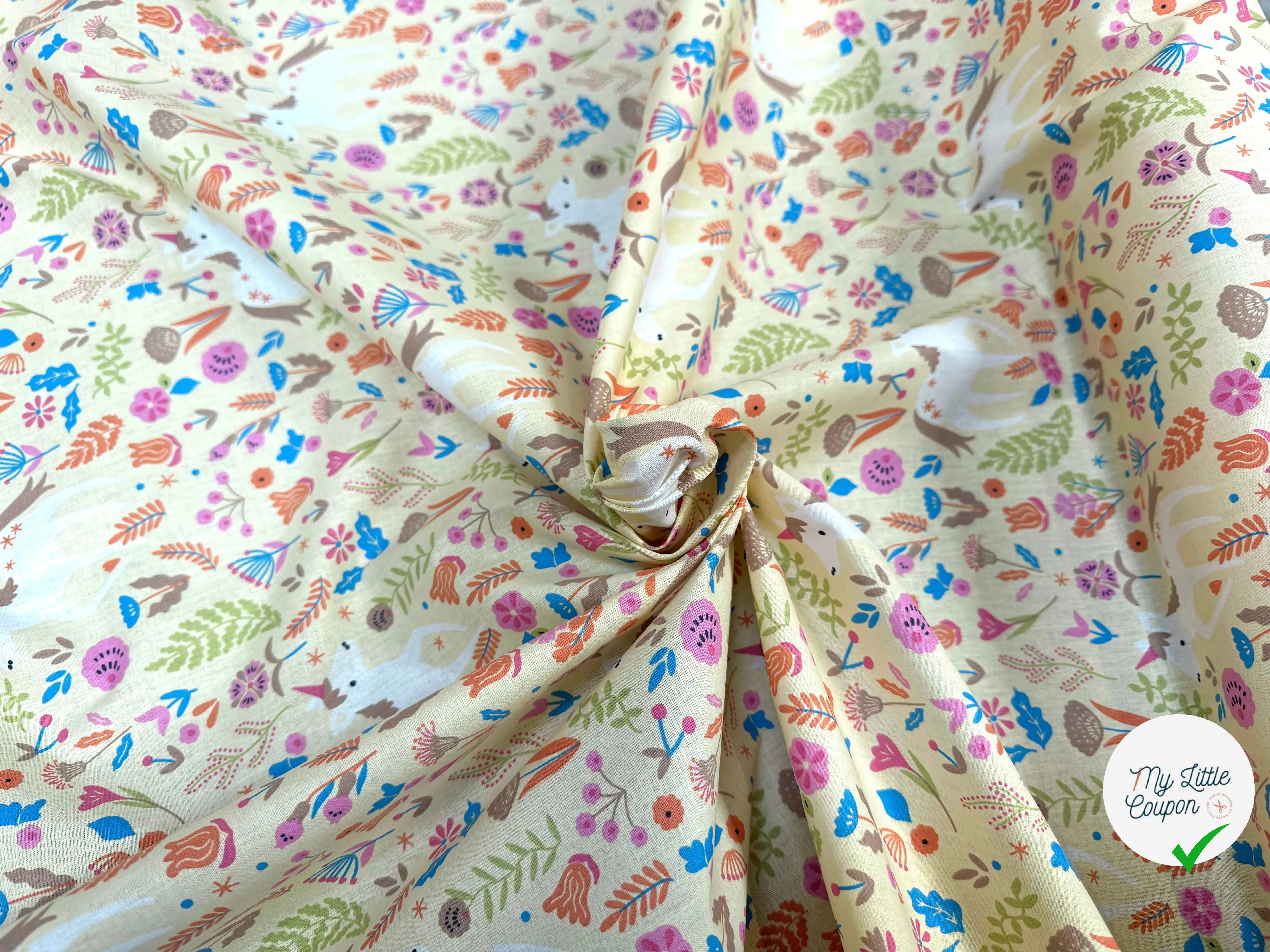 COTONNADE JOLICORN JAUNE / ROSE 2B D7PAP 150 - My Little Coupon