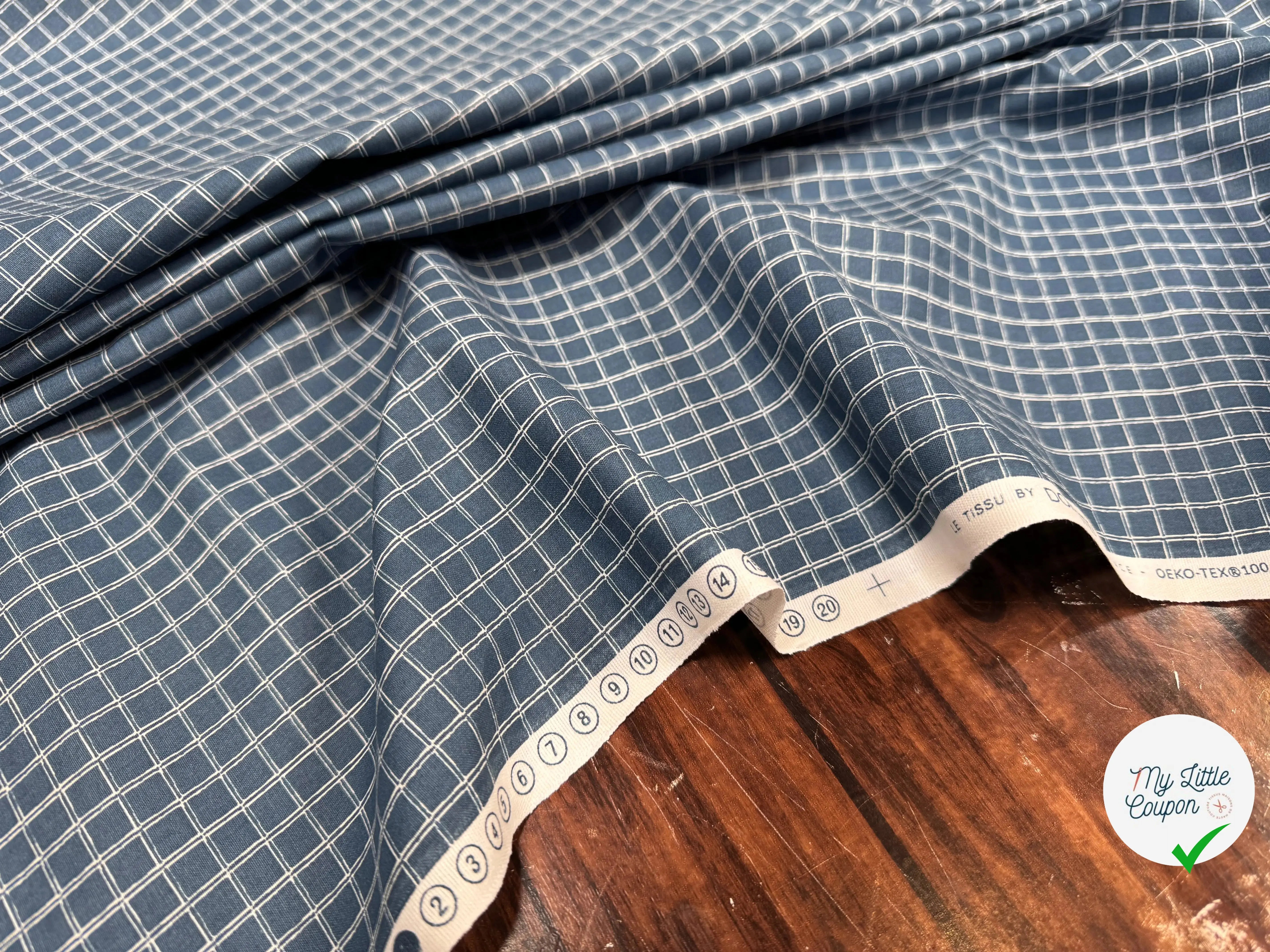 COTONNADE JULES BLEU / BLANC 4B Y25X 150 - My Little Coupon