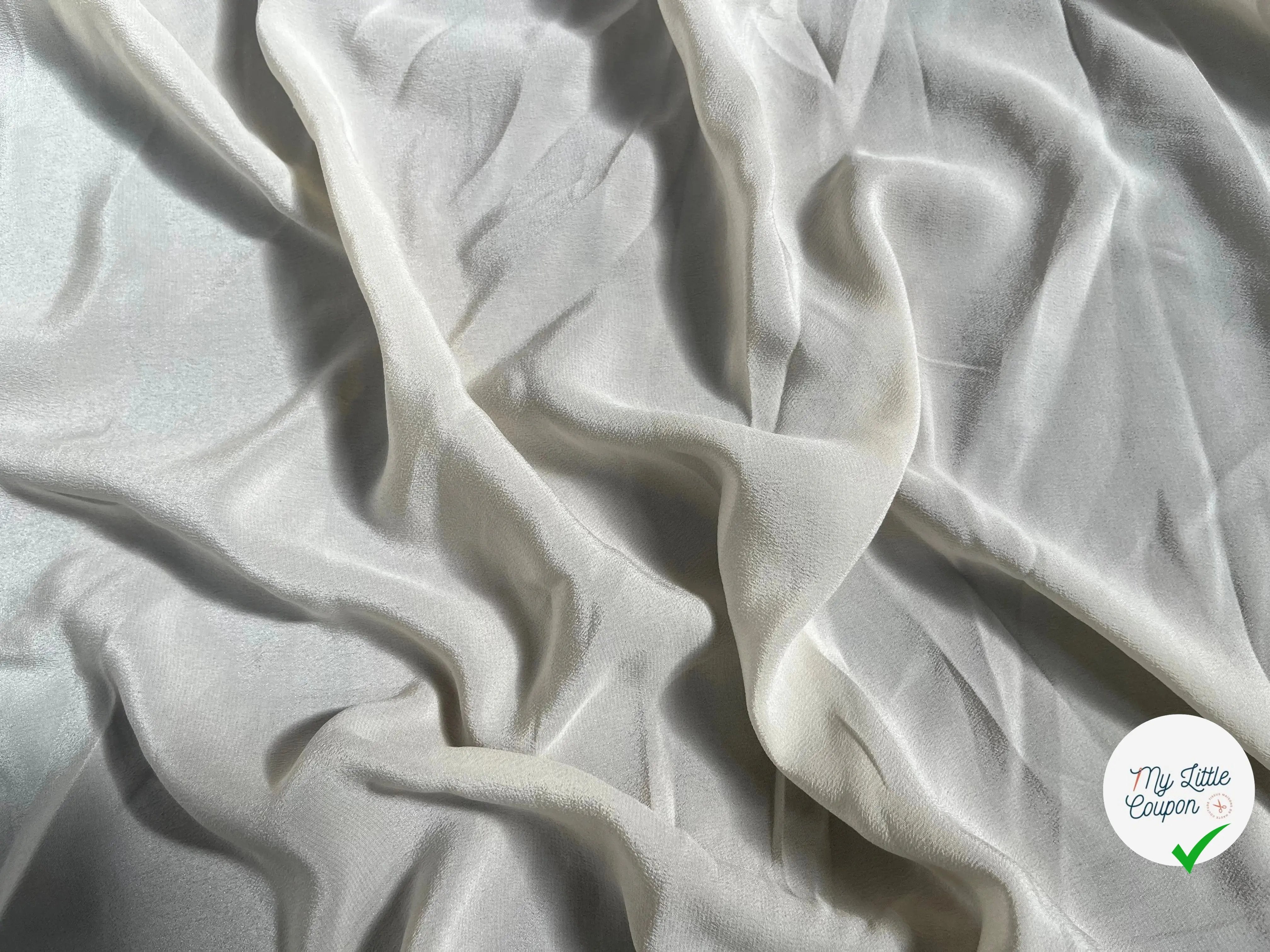CREPE DE CHINE 100%SOIE UNI BLANC CASSÉ - My Little Coupon