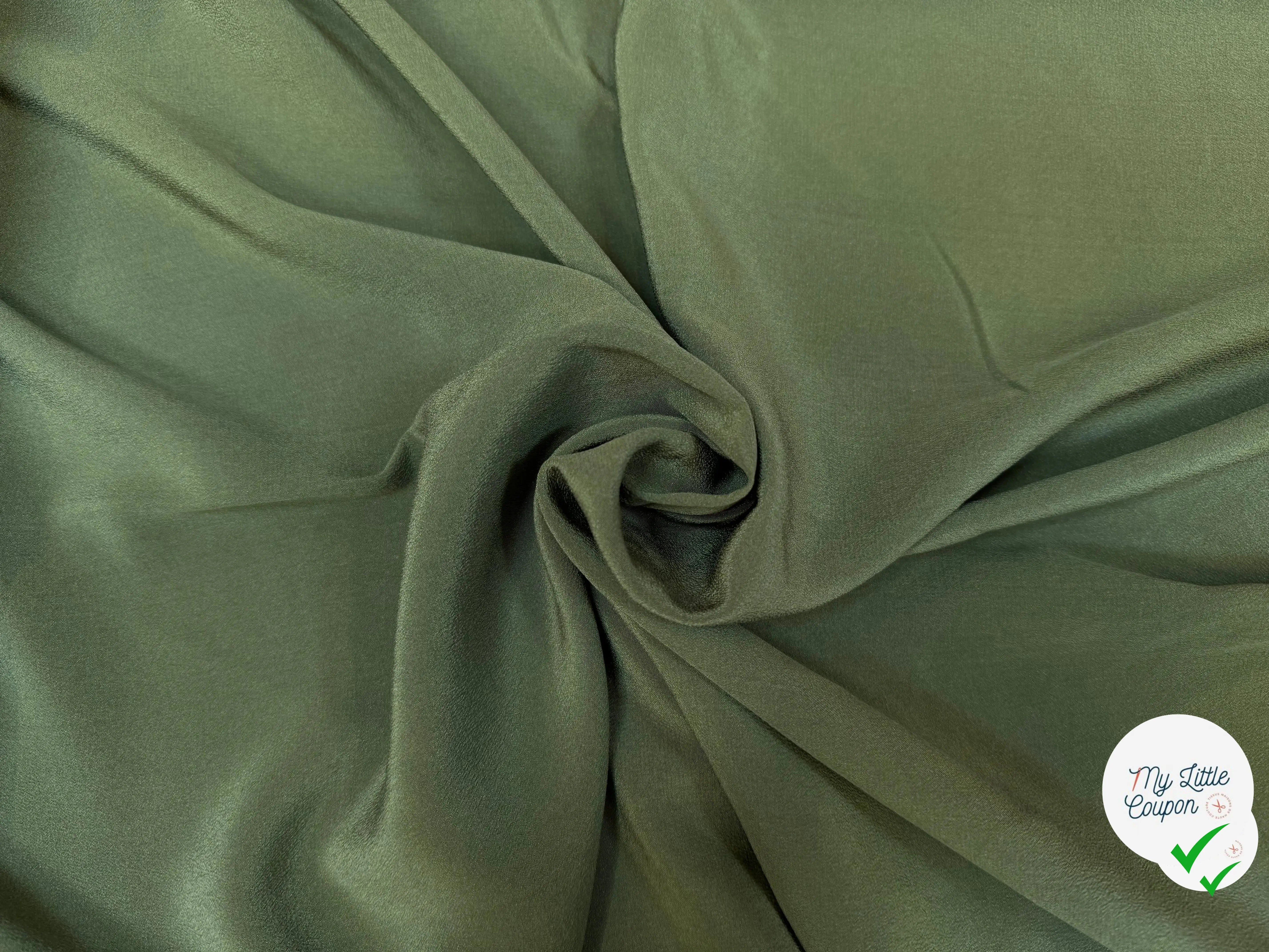 CREPE DE CHINE SOIE UNIE VERT KAKI - My Little Coupon