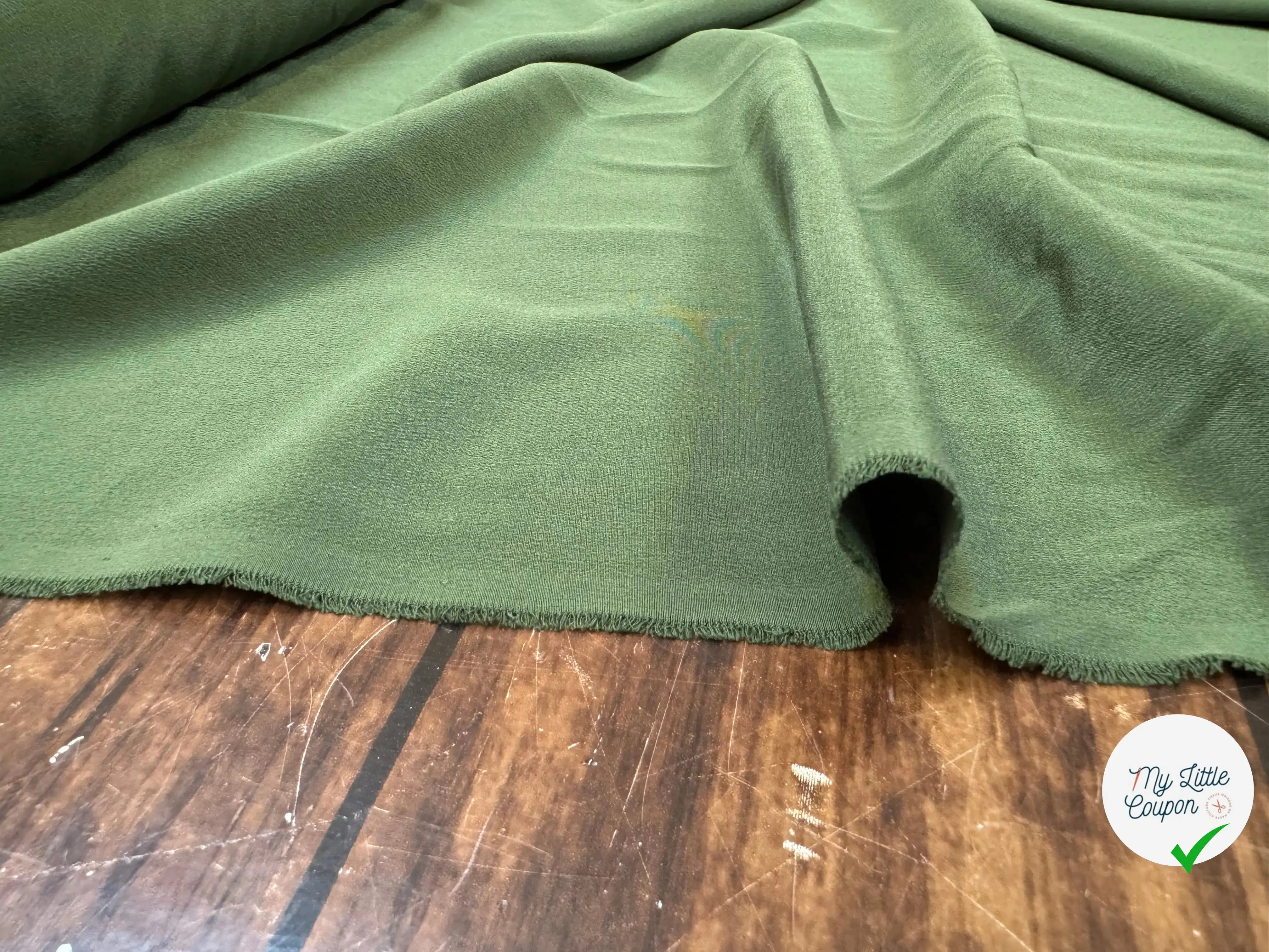 CREPE DE CHINE SOIE UNIE VERT KAKI - My Little Coupon